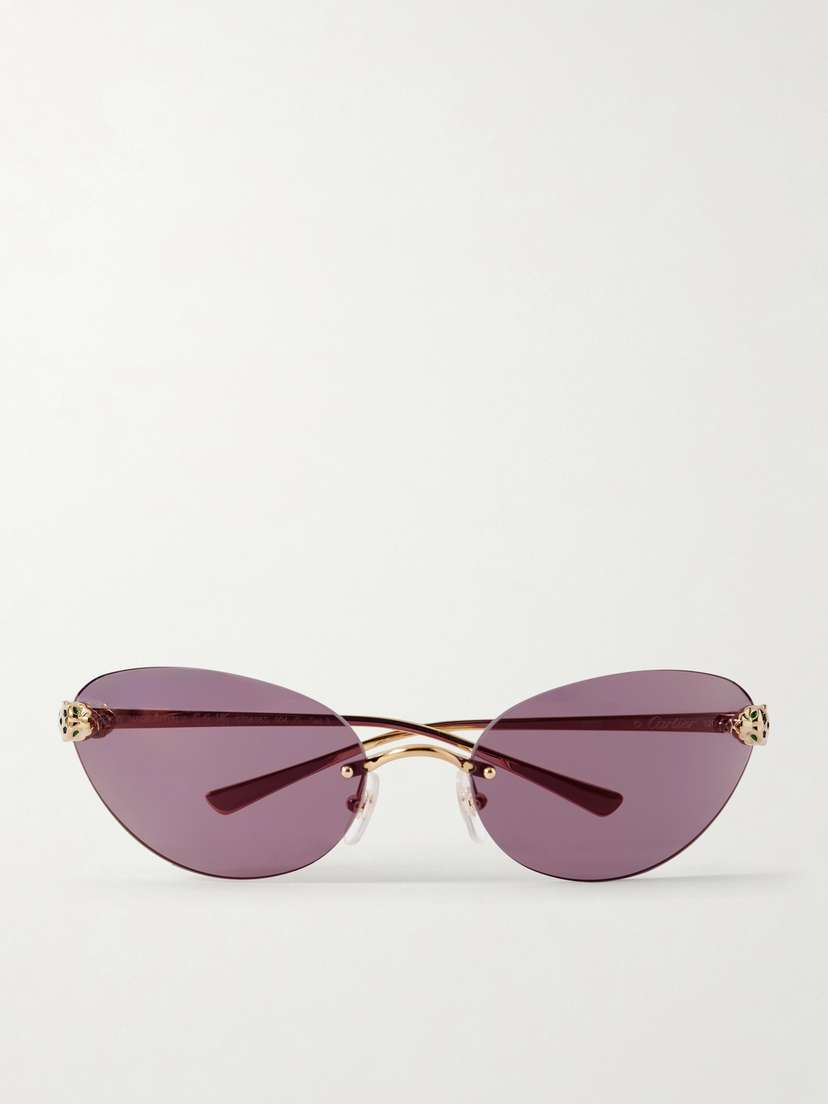Cartier Eyewear Panthère De Cartier Rimless Cat-eye Gold-tone Sunglasses
