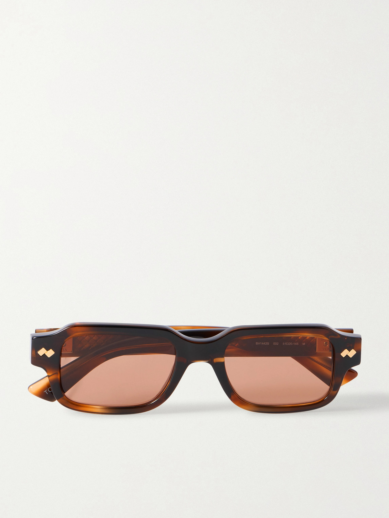 Bottega Veneta Intrecciato Rectangular-frame Tortoiseshell Acetate Sunglasses In Brown