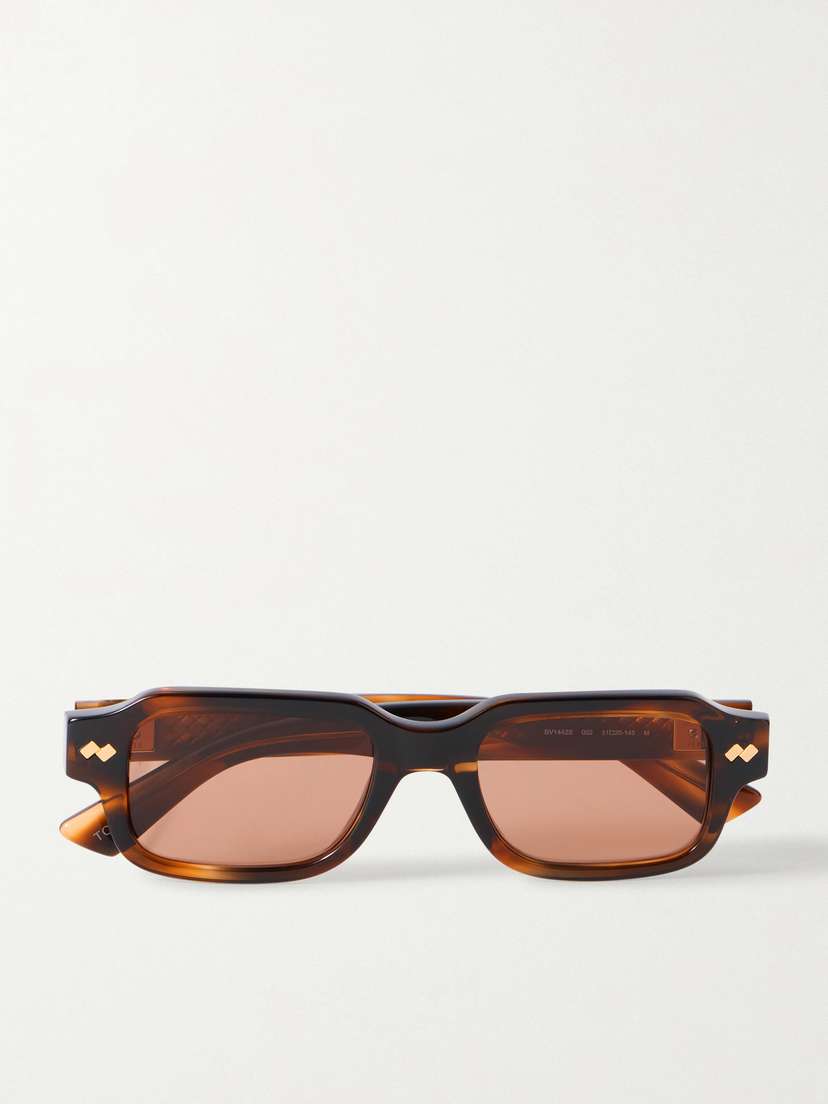 Bottega Veneta Eyewear Intrecciato Rectangular-frame Tortoiseshell Acetate Sunglasses