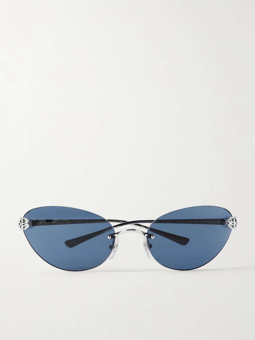 Cartier Eyewear Panthère De Cartier Rimless Cat-eye Silver-tone Sunglasses