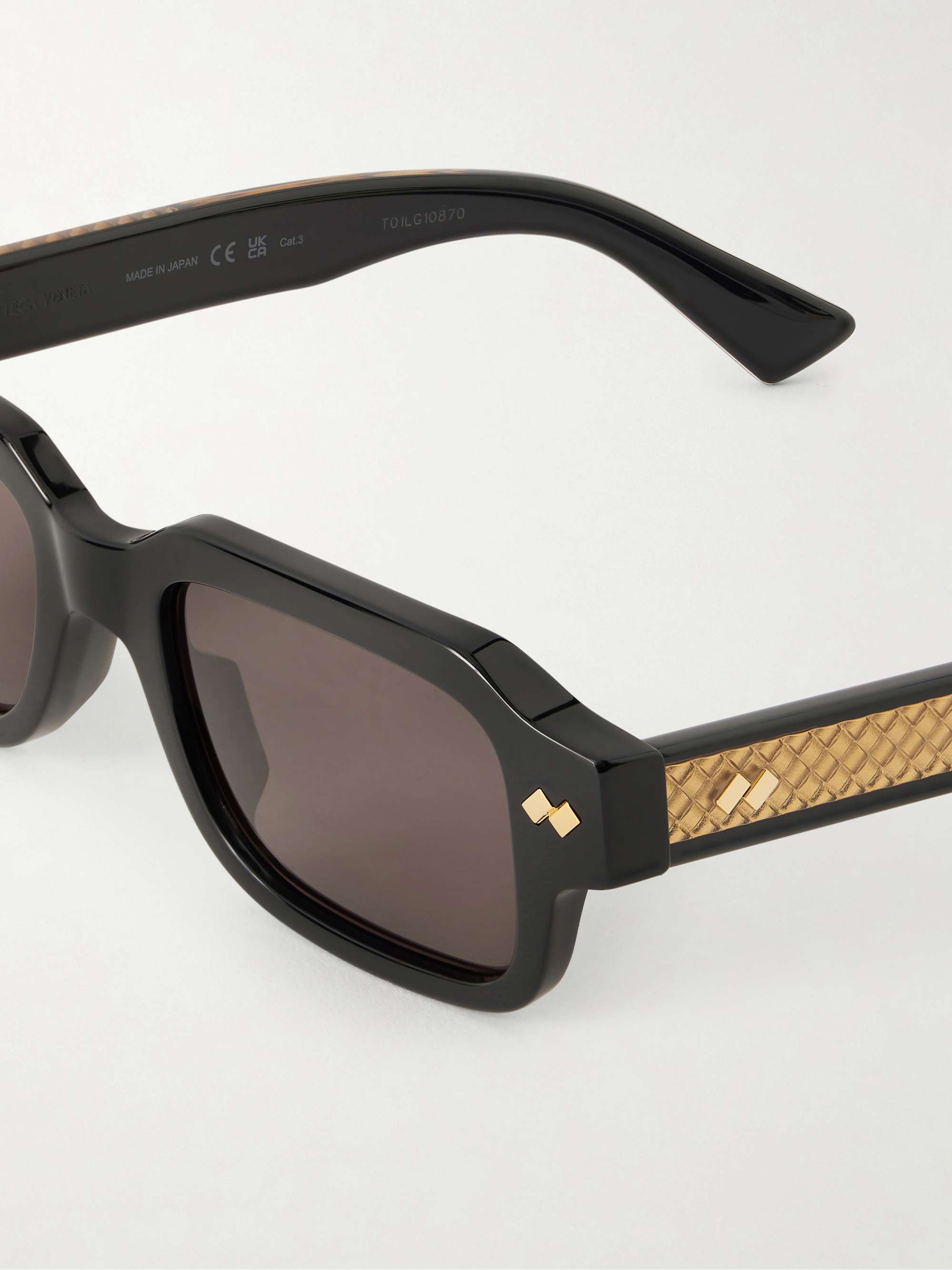 BOTTEGA VENETA EYEWEAR Intrecciato rectangular-frame acetate