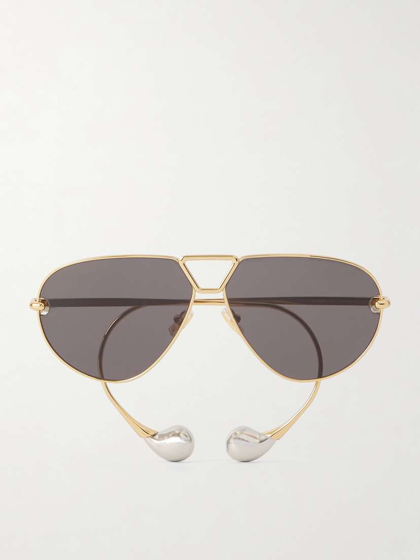 Bottega Veneta Eyewear Drop Aviator-style Gold- And Silver-tone Sunglasses