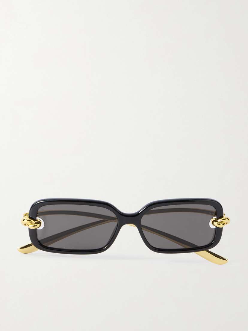 Bottega Veneta Eyewear Knot Rectangular-frame Acetate And Gold-tone Sunglasses