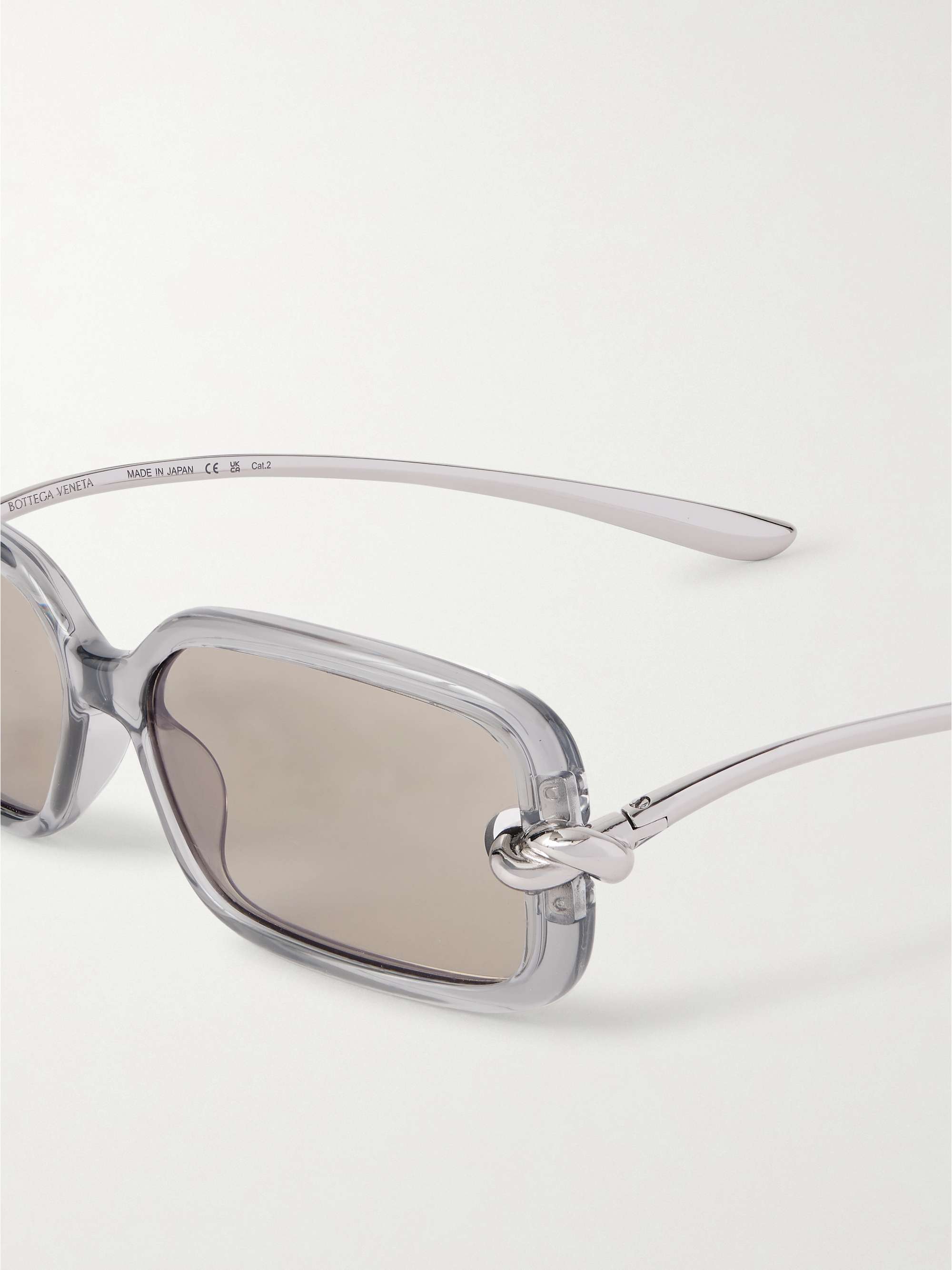 Bottega Veneta Women\'s Grey and Bronze Metal Sunglasses! BOTTEGA VENETA EYEWEAR Rectangle-frame silver- and gold-tone  main image 4