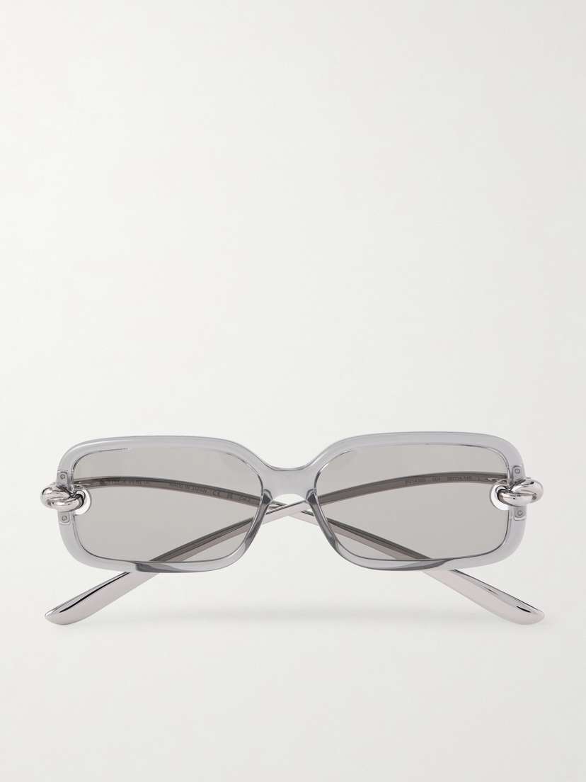 Bottega Veneta Eyewear Knot Rectangular-frame Acetate And Silver-tone Sunglasses