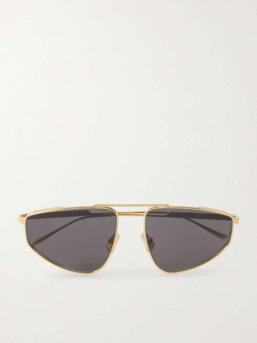 Bottega Veneta Eyewear Ribbon Aviator-style Gold-tone Sunglasses