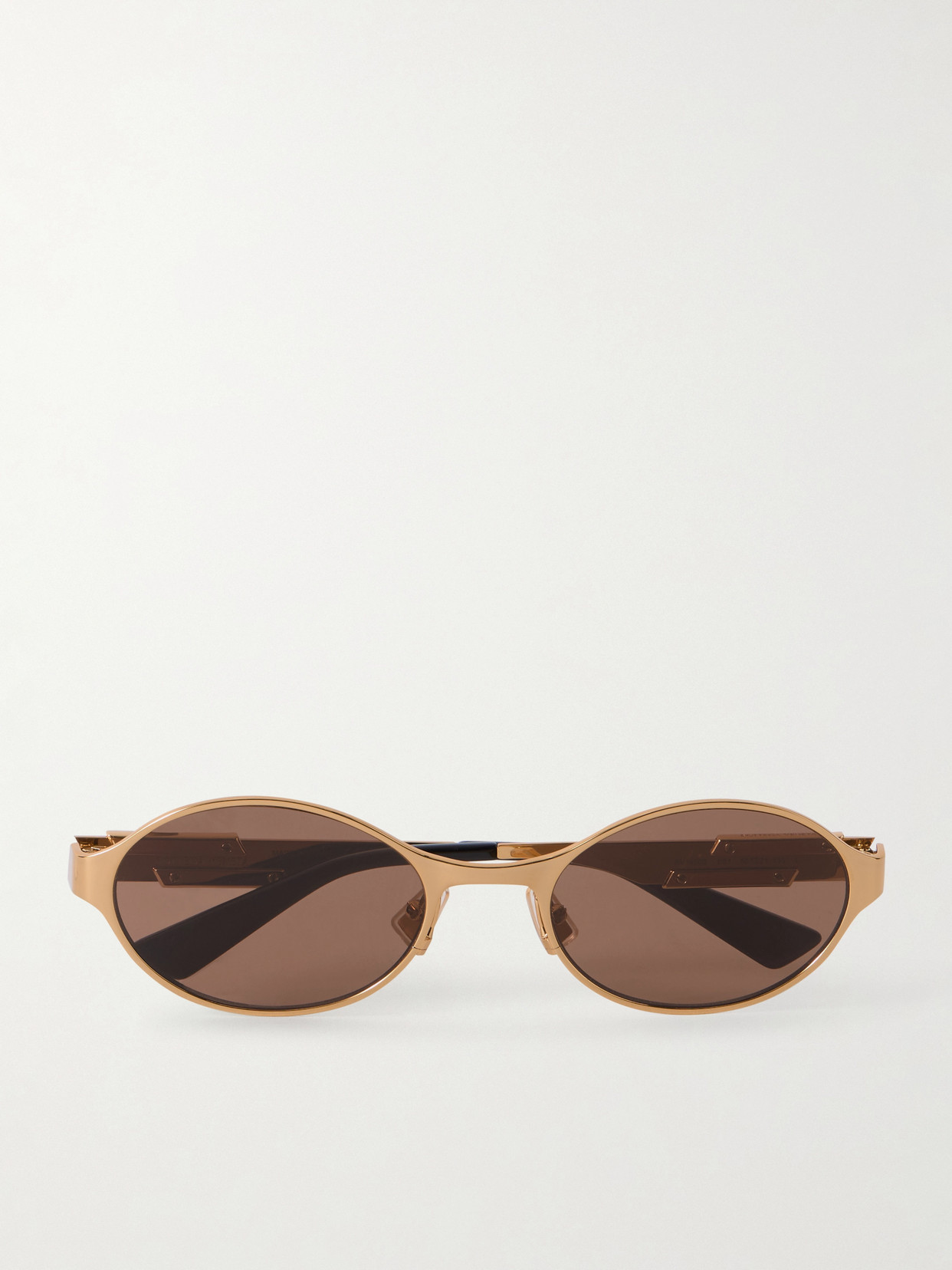 Bottega Veneta Ribbon Round-frame Gold-tone Sunglasses In Brown