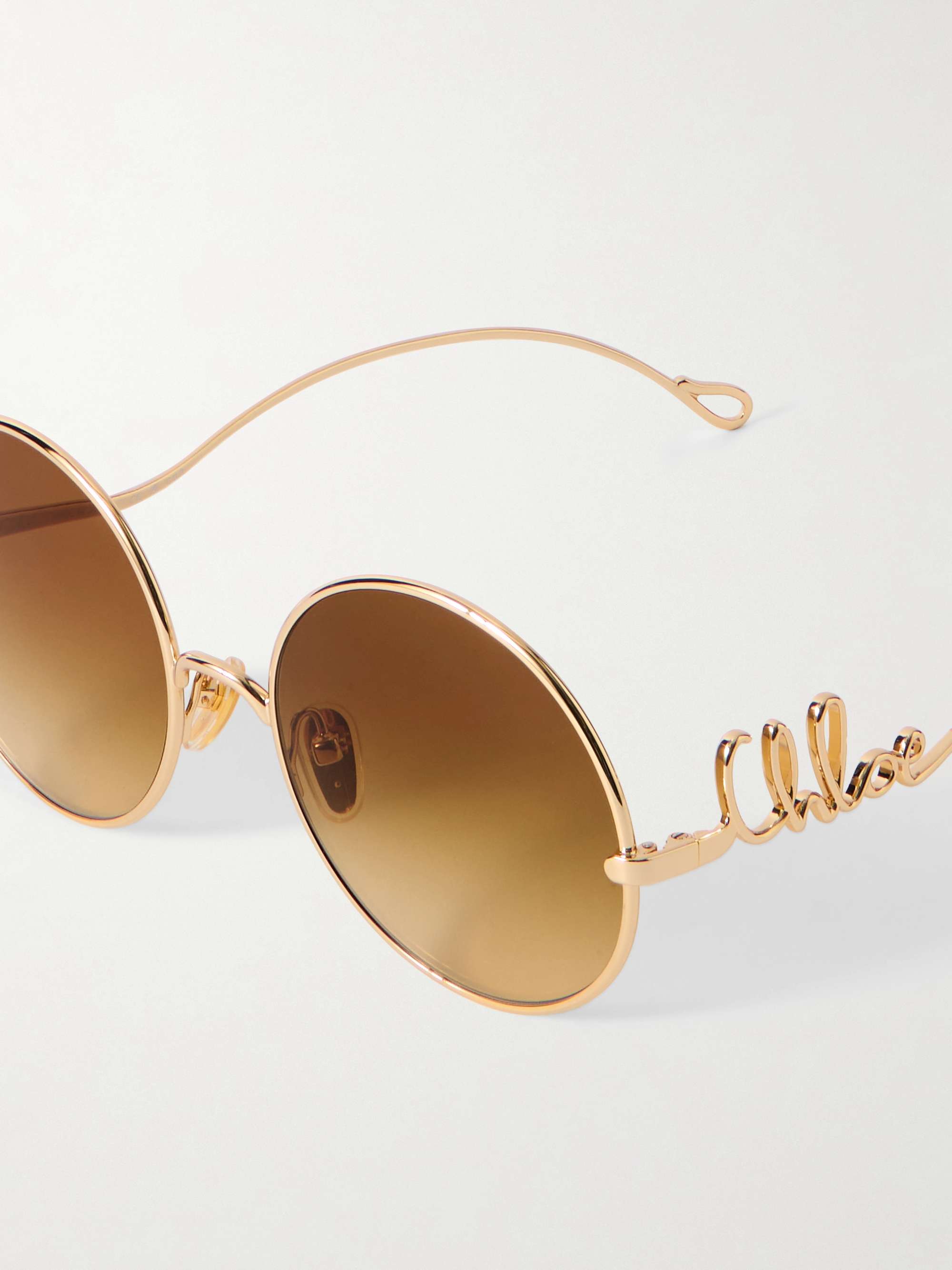 Chloe Iconic Gold Tone Round Sunglasses, Brand New CHLOÉ EYEWEAR Iconic round-frame gold-tone sunglasses | NET  main image 4