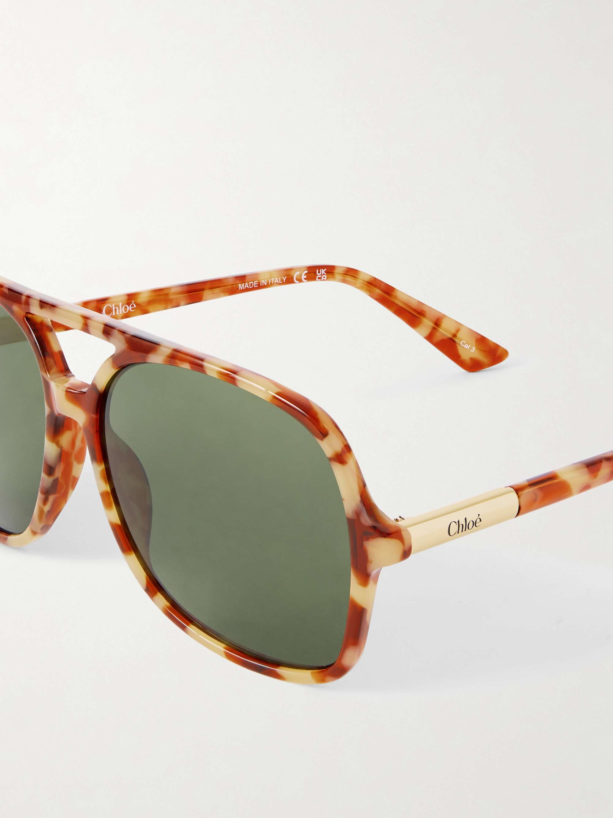 j♡Chloé CHLOÉ EYEWEAR Judy aviator-style tortoiseshell acetate and gold