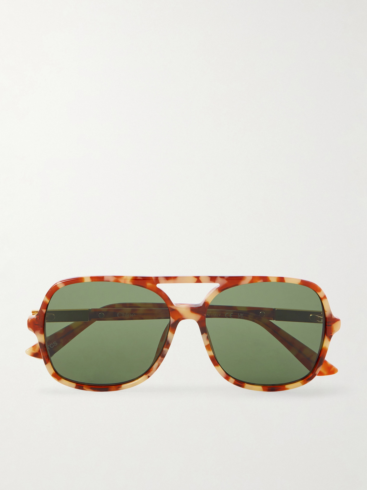 Chloé Judy Aviator-style Tortoiseshell Acetate And Gold-tone Sunglasses In Green