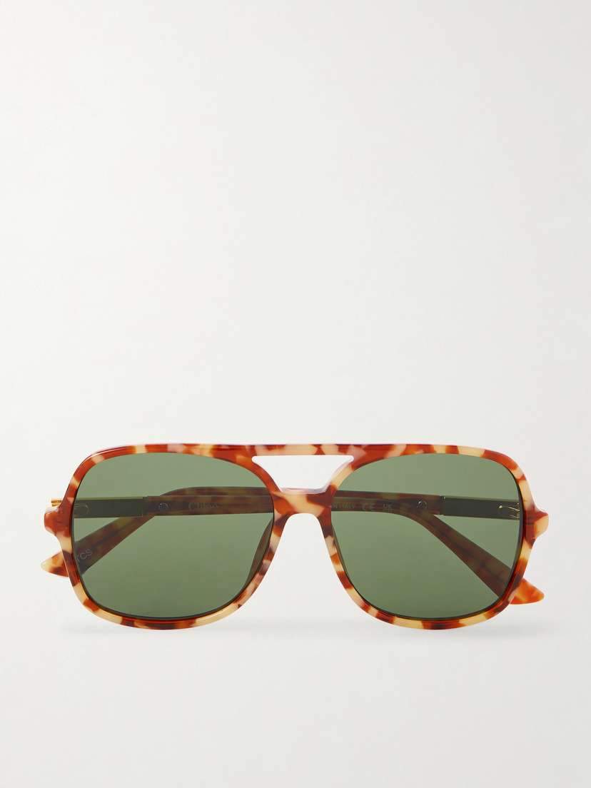 Chloé Judy Aviator-style Tortoiseshell Acetate And Gold-tone Sunglasses