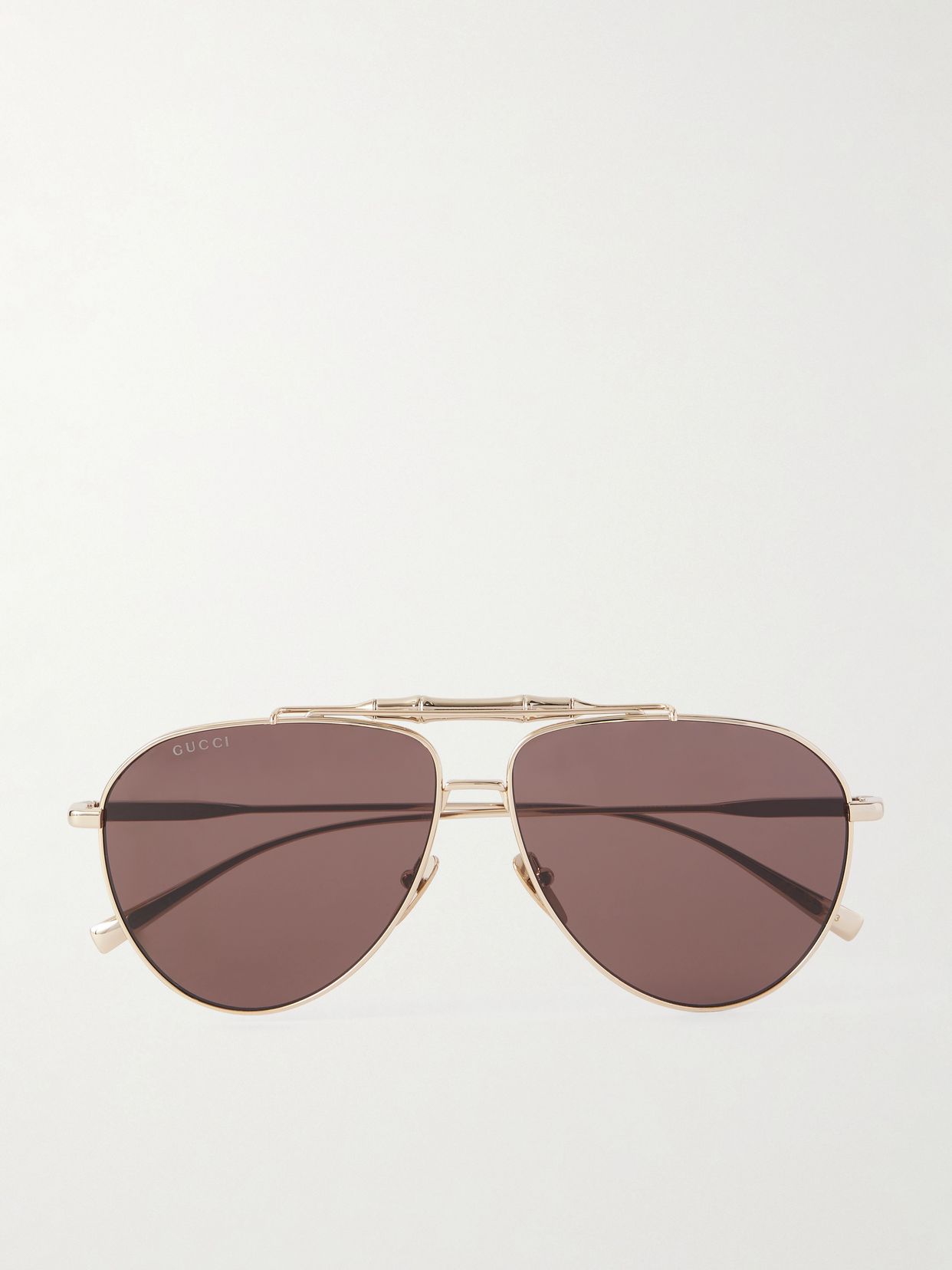 Bamboo aviator-style gold-tone sunglasses