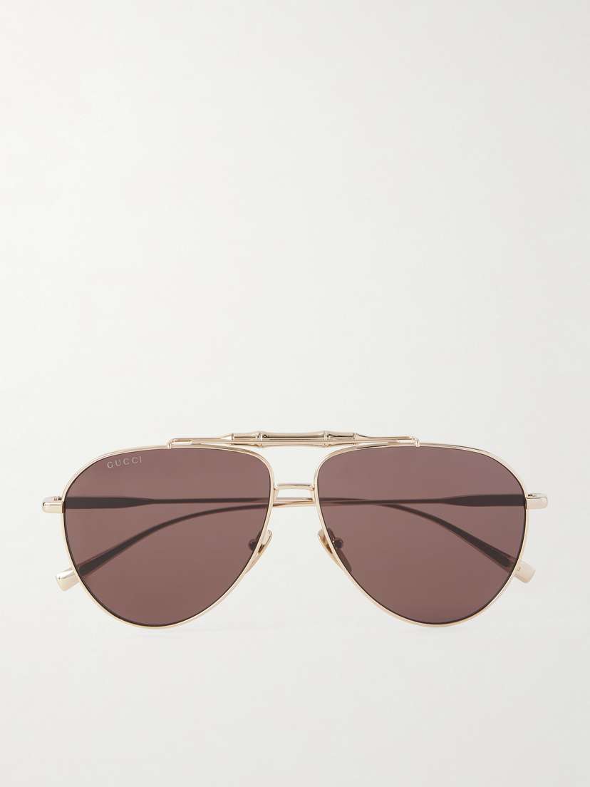 Gucci Eyewear Bamboo Aviator-style Gold-tone Sunglasses