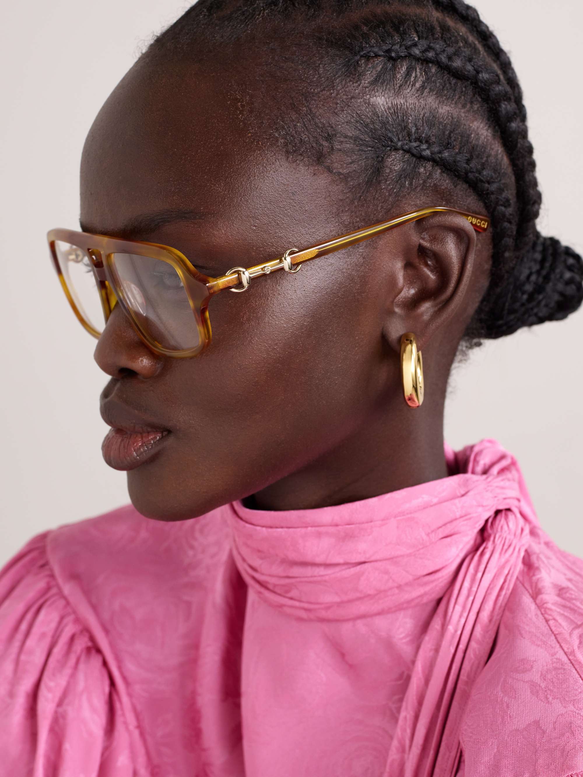 GUCCI EYEWEAR Aviator-style tortoiseshell acetate optical glasses