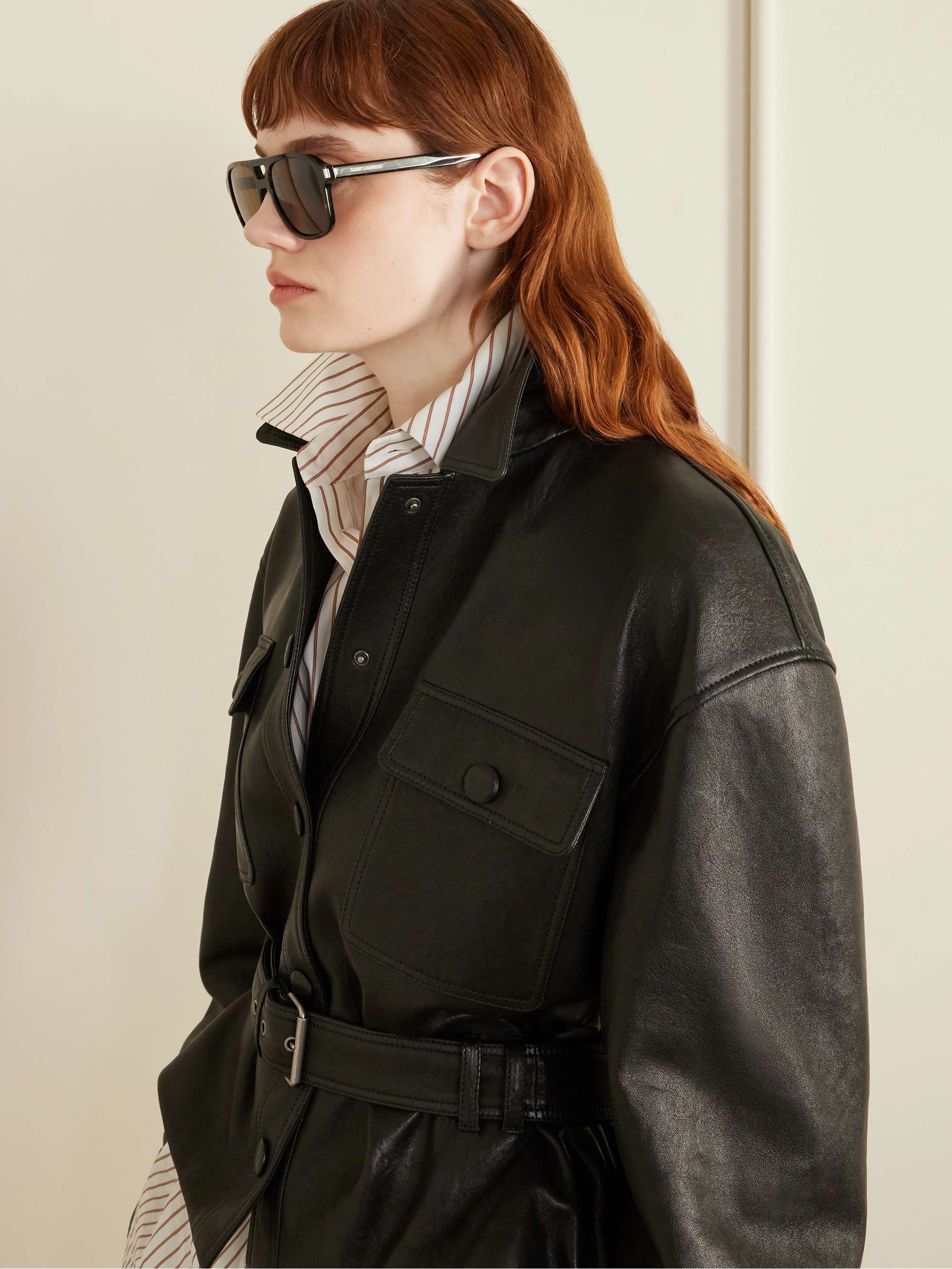SAINT LAURENT EYEWEAR Aviator-style tortoiseshell acetate
