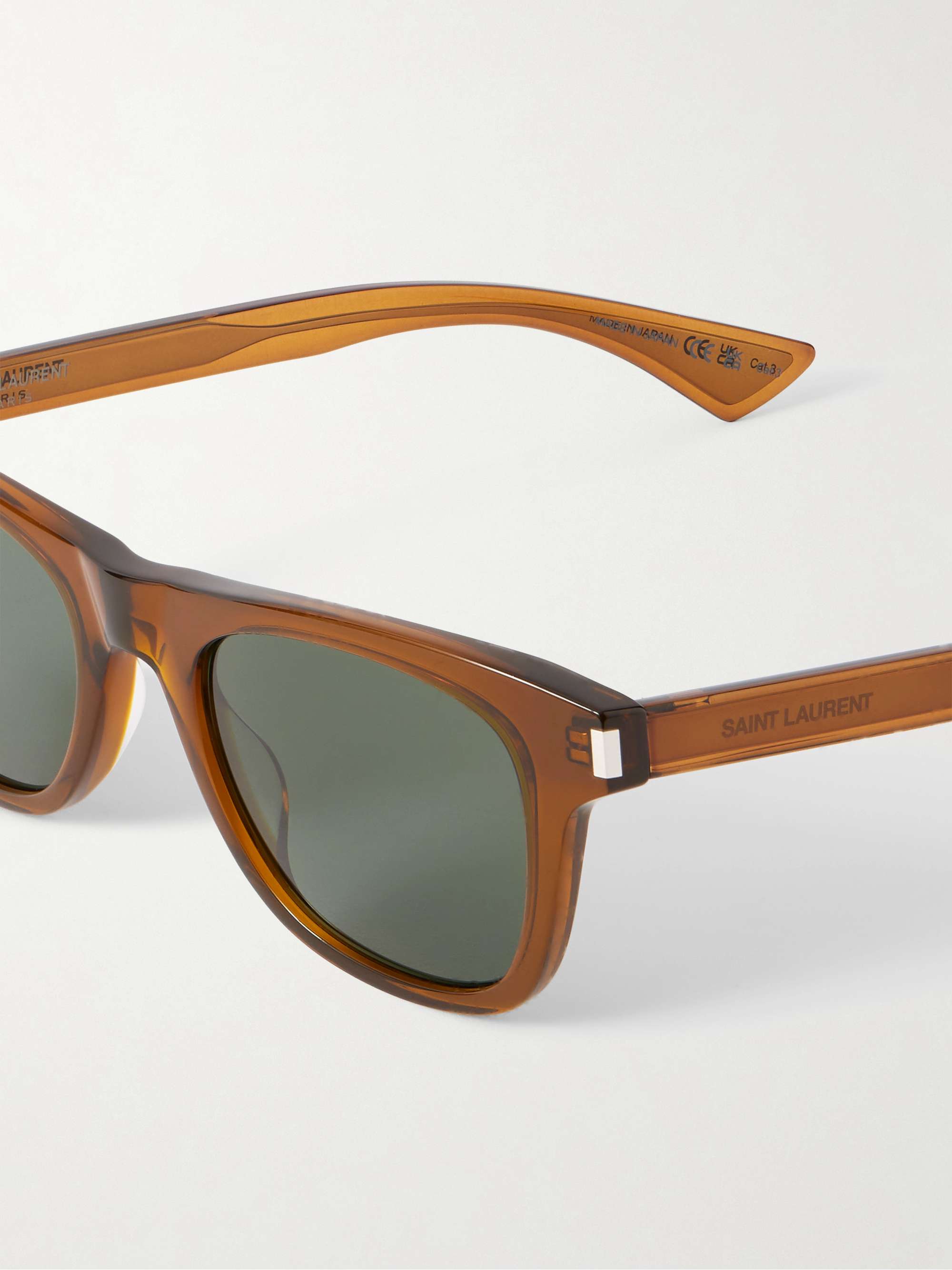 Saint Laurent Brown Tortoise Glasses with Red Box SAINT LAURENT EYEWEAR Rectangle-frame tortoiseshell acetate  main image 4