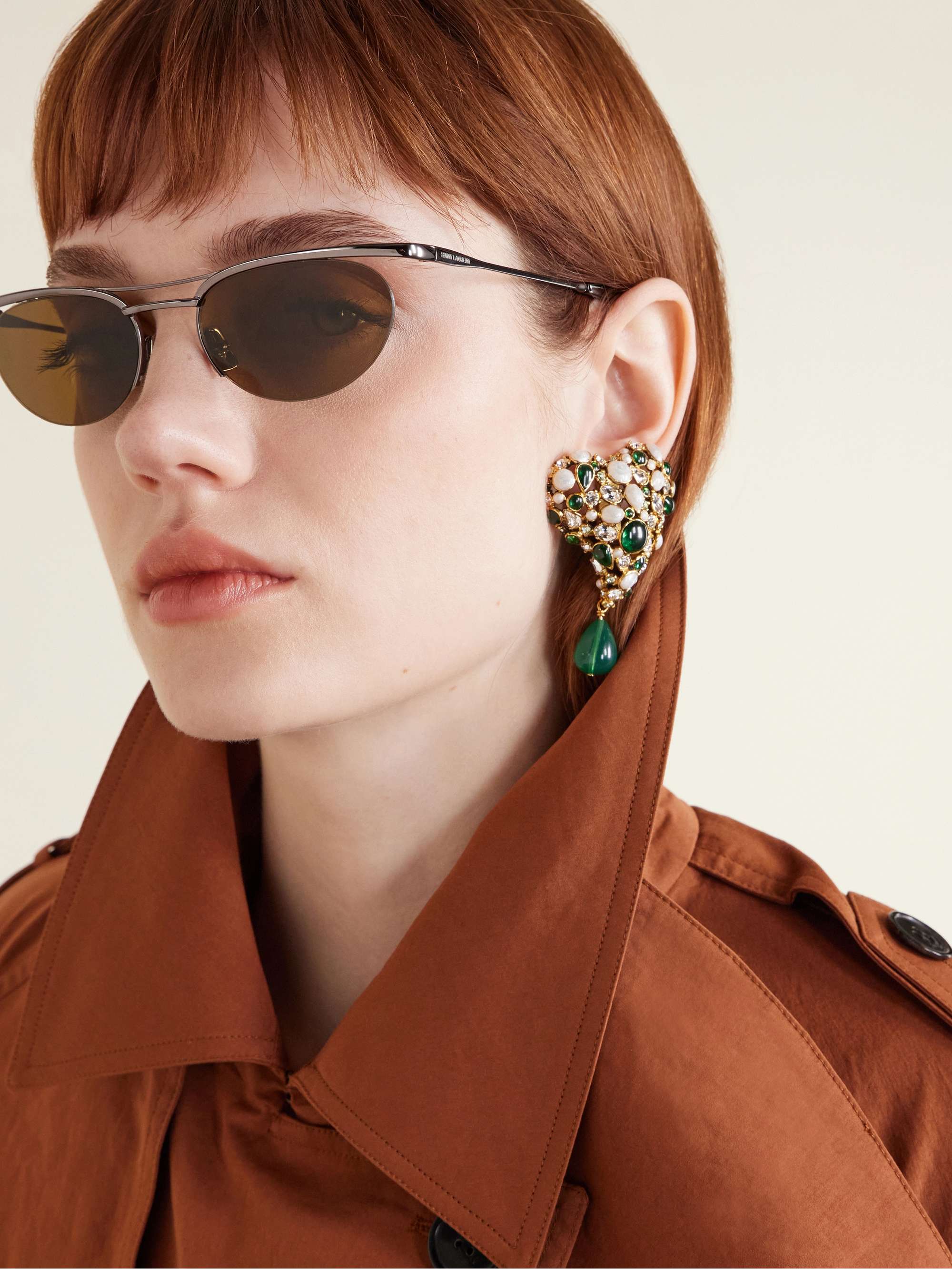 SAINT LAURENT EYEWEAR Oval-frame silver-tone sunglasses | NET-A-PORTER