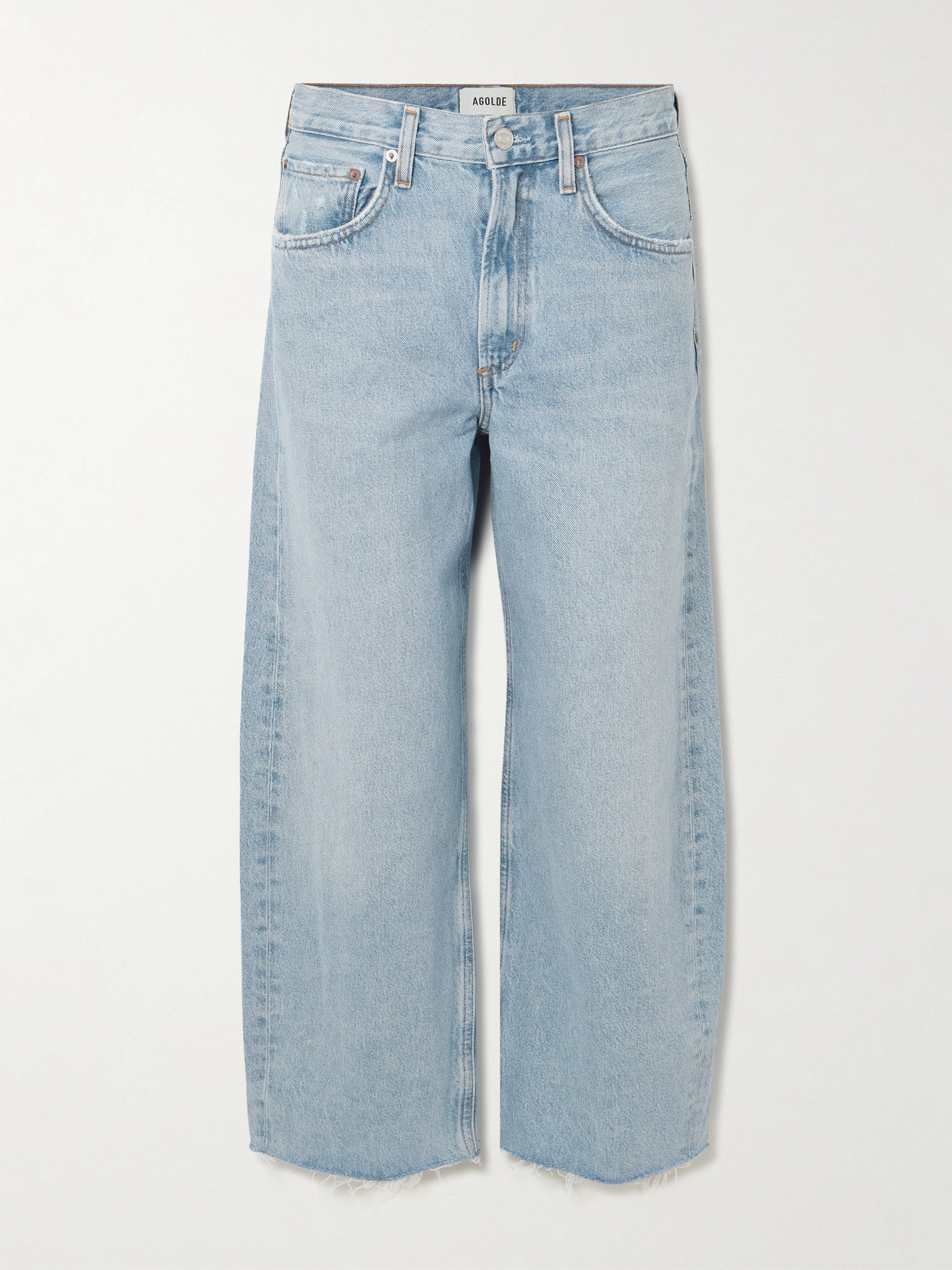 Agolde Low Curve Fray High-rise Wide-leg Jeans In Blue