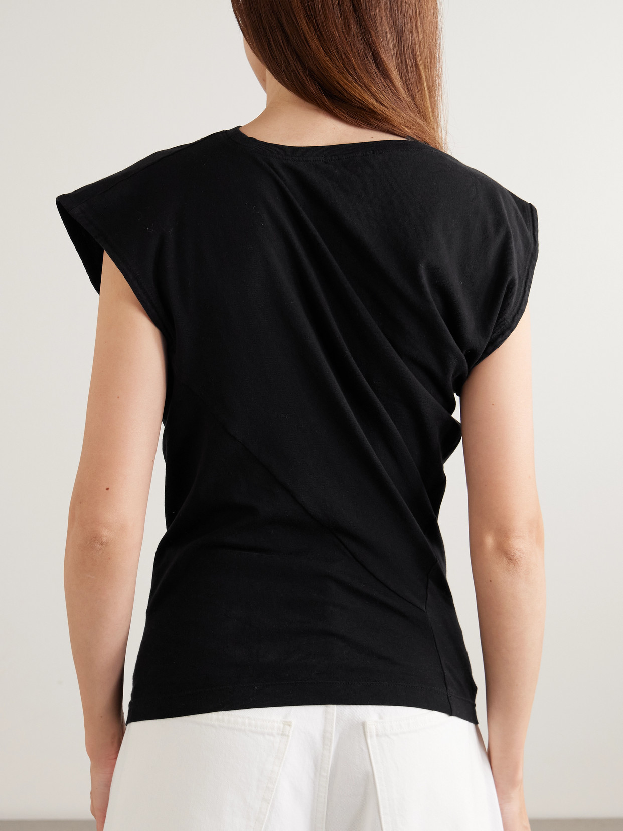 Beth Asymmetric Draped Cotton-Jersey T-Shirt