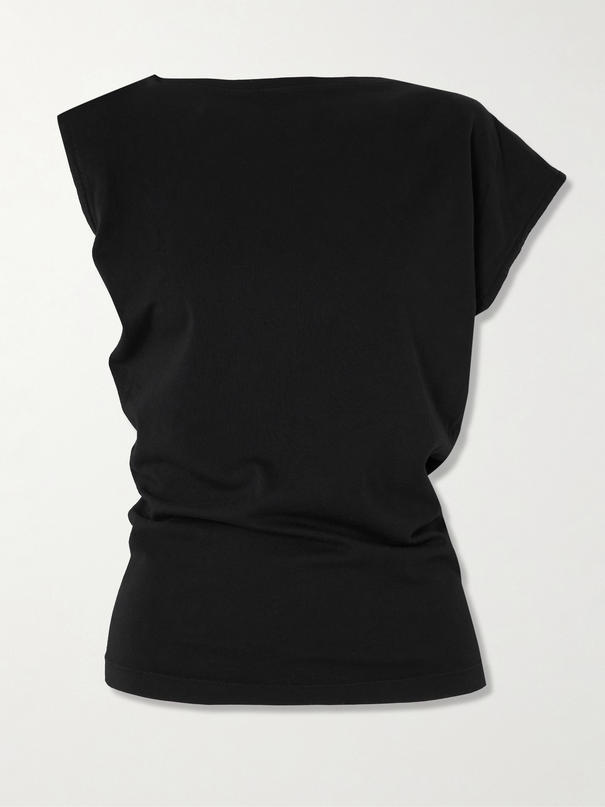 AGOLDE - Beth Asymmetric Draped Cotton-jersey T-shirt - Black