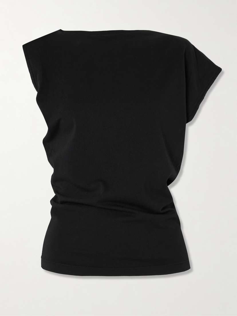 AGOLDE Beth Asymmetric Draped Cotton-jersey T-shirt
