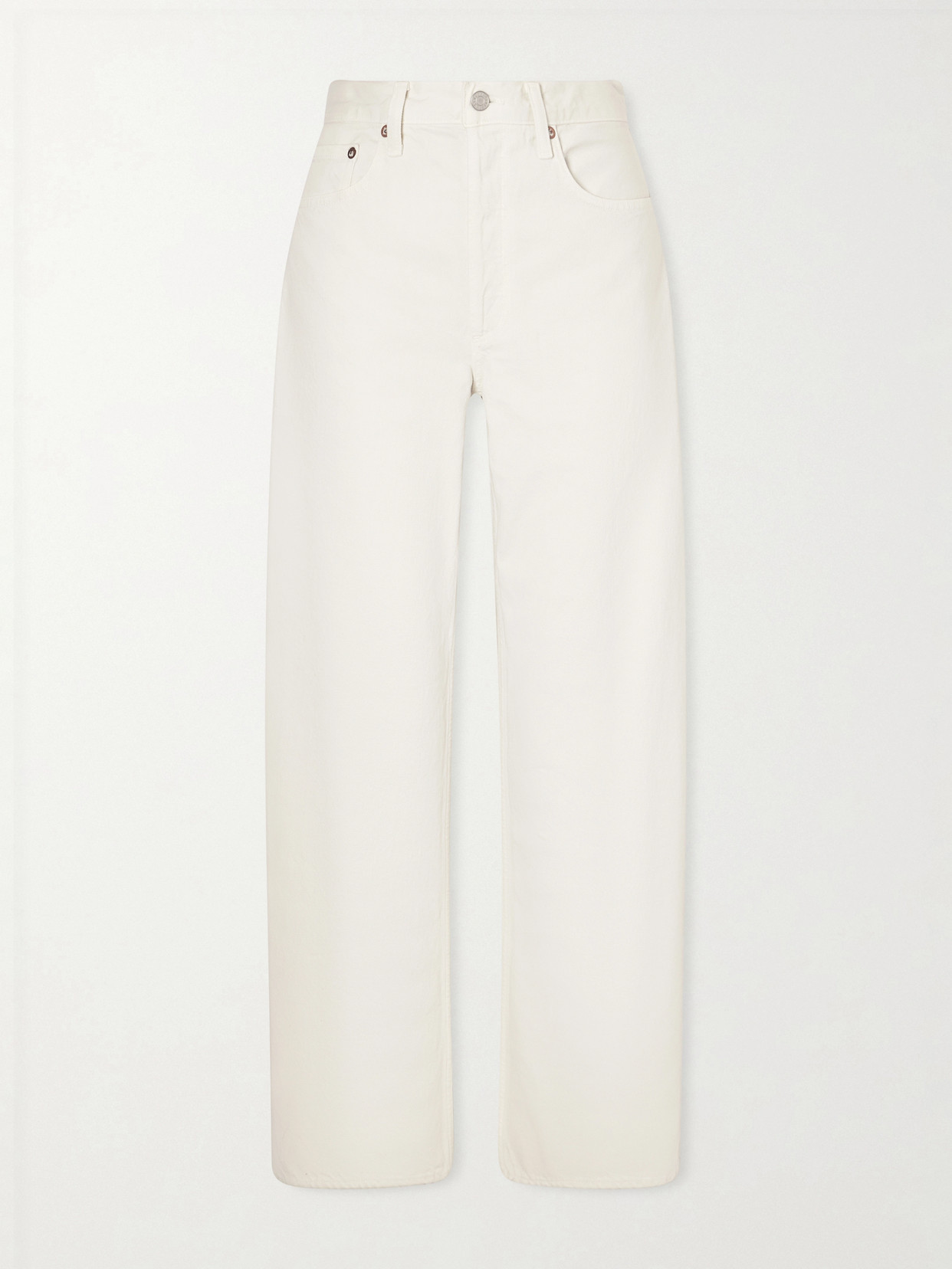 Agolde Arc High Rise Loose Wide Leg Jeans In Chalk White