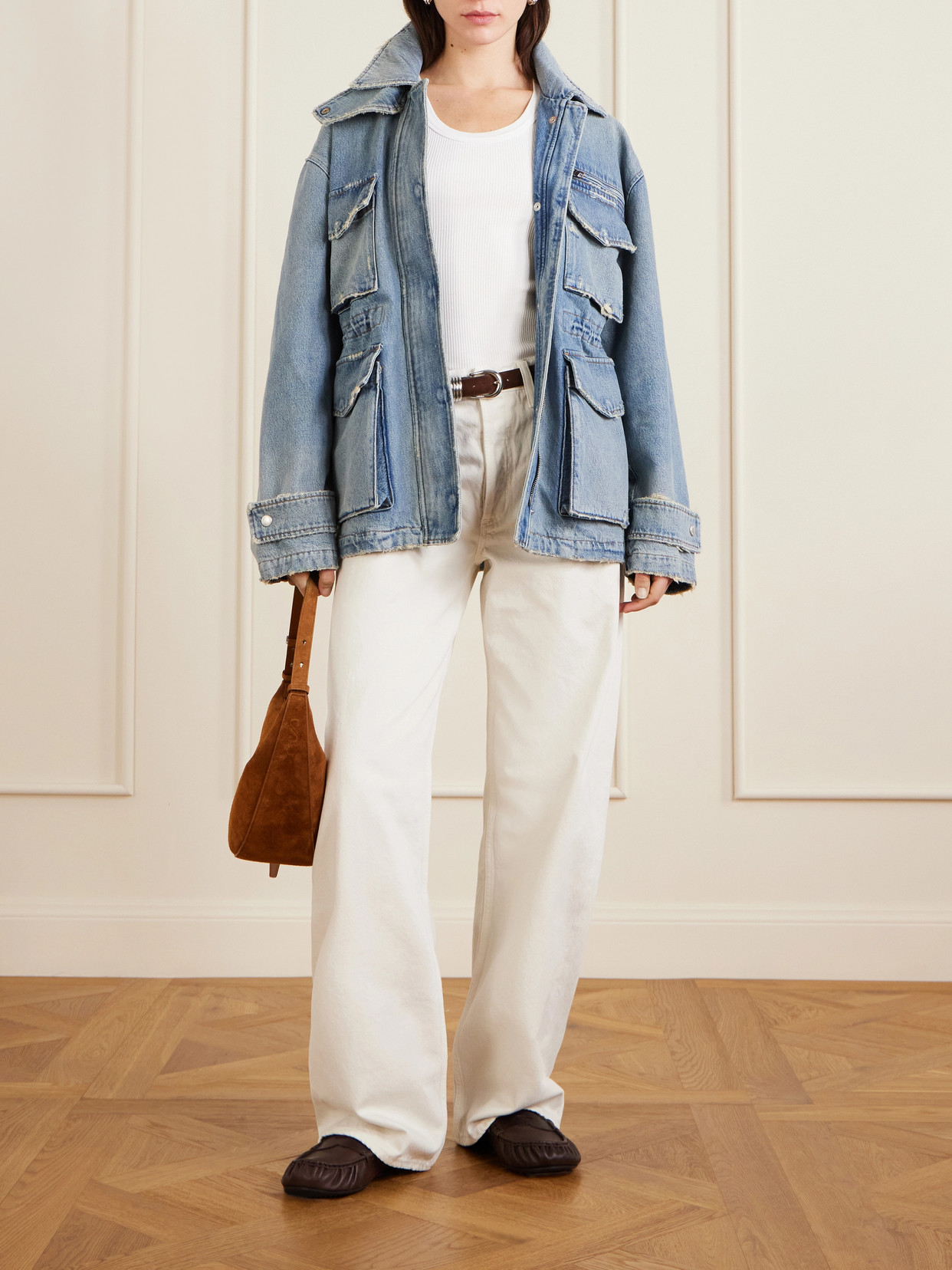 Agolde Arc High Rise Loose Wide Leg Jeans In Chalk White