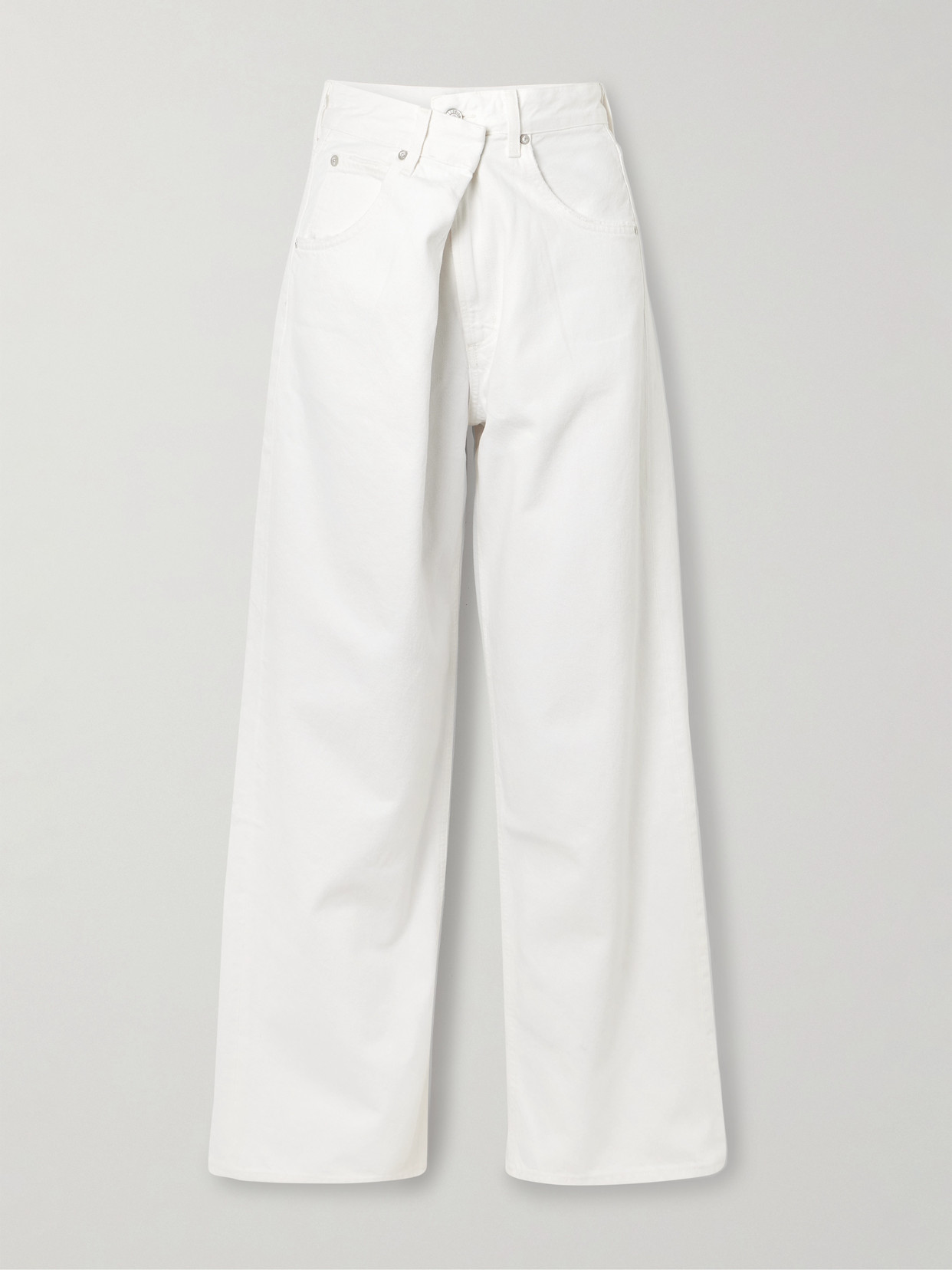 Agolde Vana Draped Low-rise Wide Jeans In White