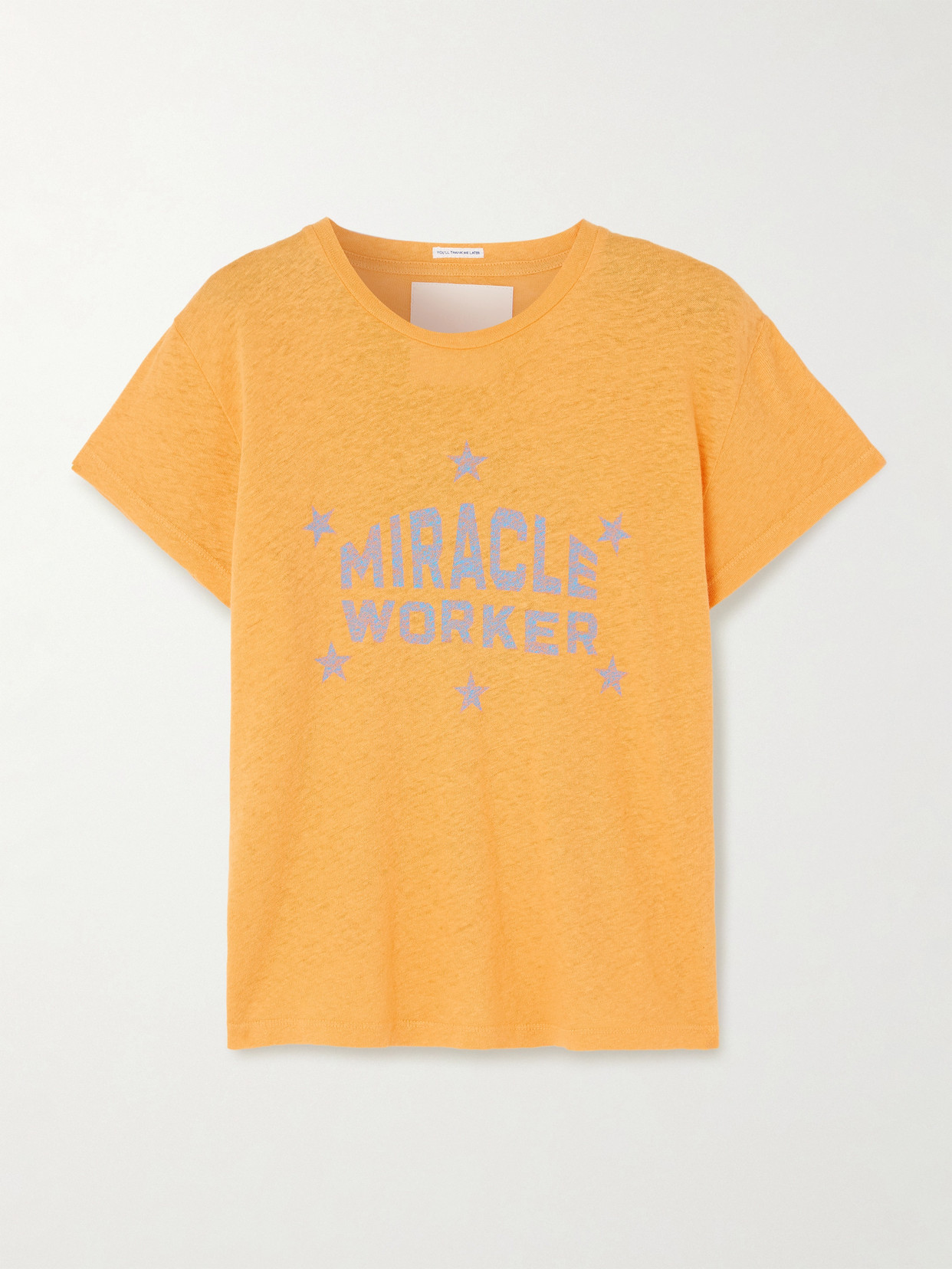 Mother The Sinful Printed Cotton And Linen-blend Jersey T-shirt In Orange