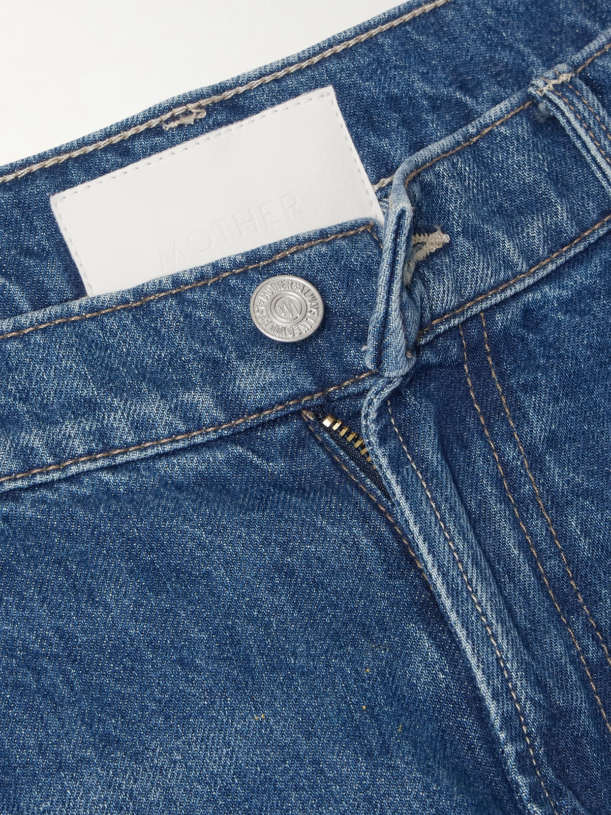 Mother Lil Rerun Zip Sneak High Rise Wide Leg Jeans In Field Of Flowers In Blue