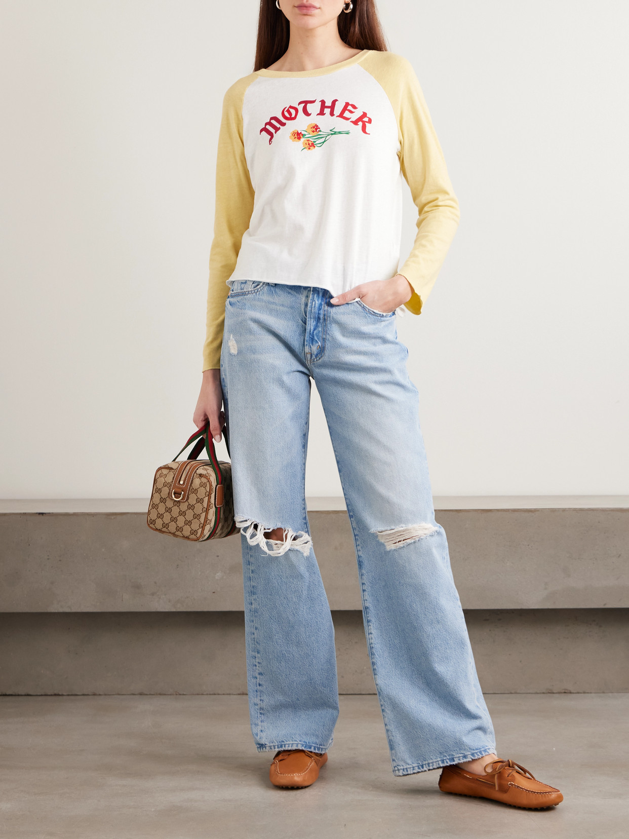 Mother The Vintage Sporty Concert Printed Cotton-blend Jersey T-shirt In Multi