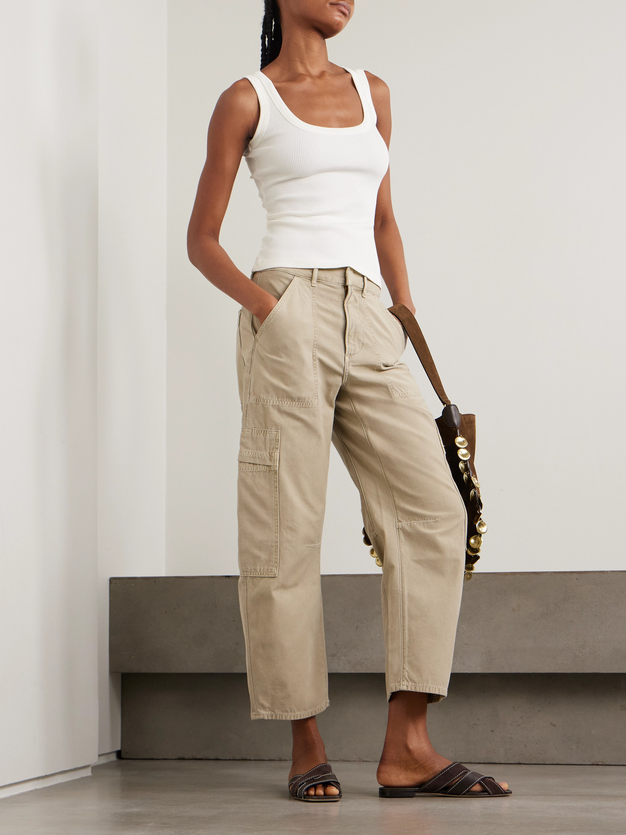 Faye Ribbed Stretch Organic Cotton And Tencel Lyocell-Blend Tank