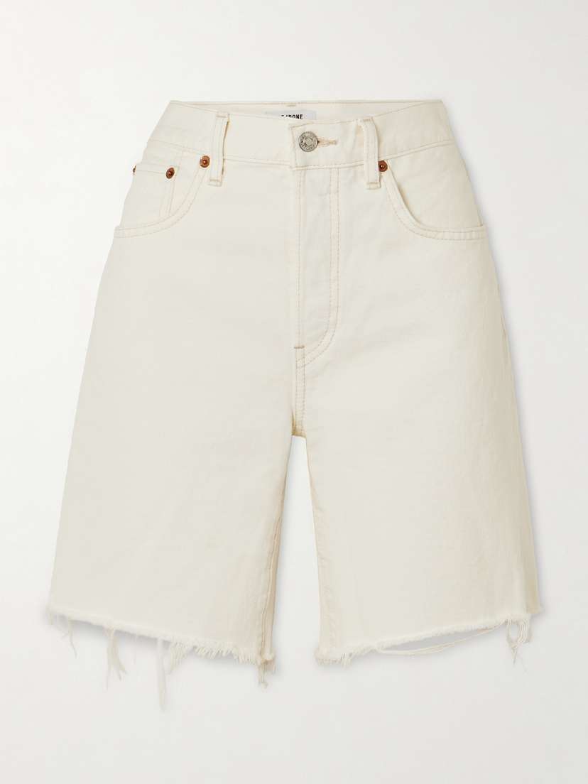 RE/DONE 90s Comfort Frayed Organic Recycled-denim Shorts