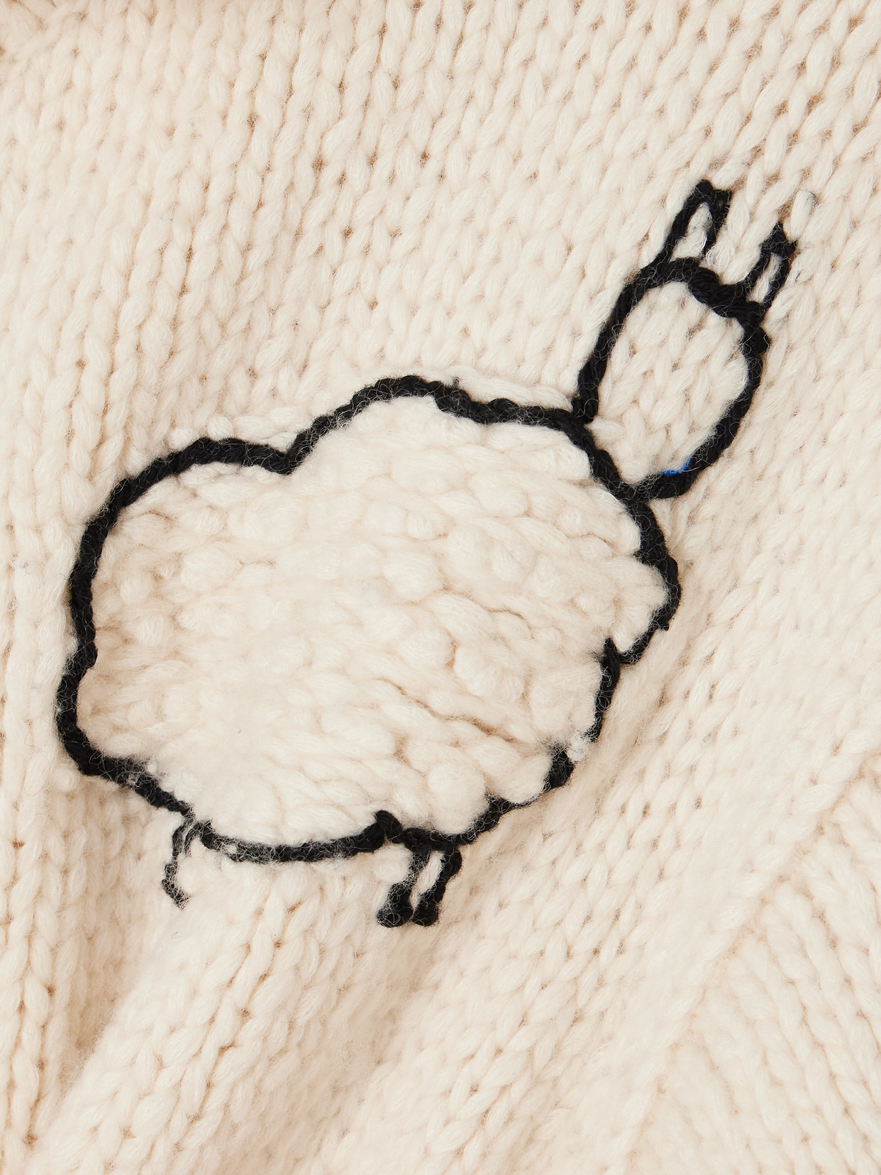 Mother The Crop Racquette Embroidered Wool And Cotton-blend Cardigan In Neutral