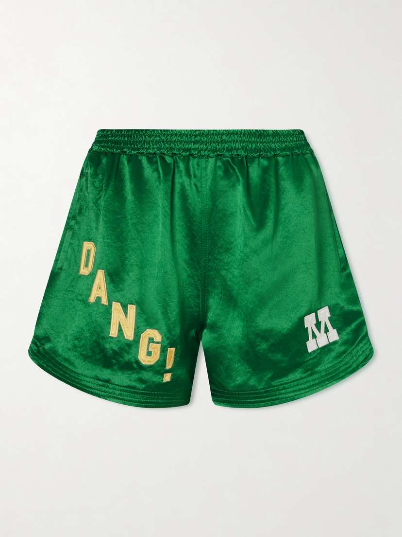 Mother The Star Player Embroidered Satin Shorts