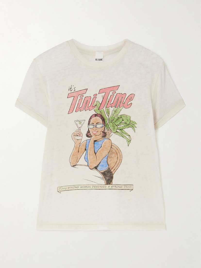 RE/DONE Classic Printed Organic Cotton-blend Jersey T-shirt