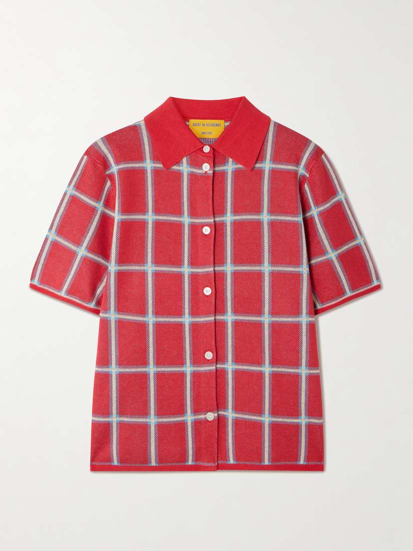 Guest In Residence Checked Silk And Linen-blend Jacquard Shirt