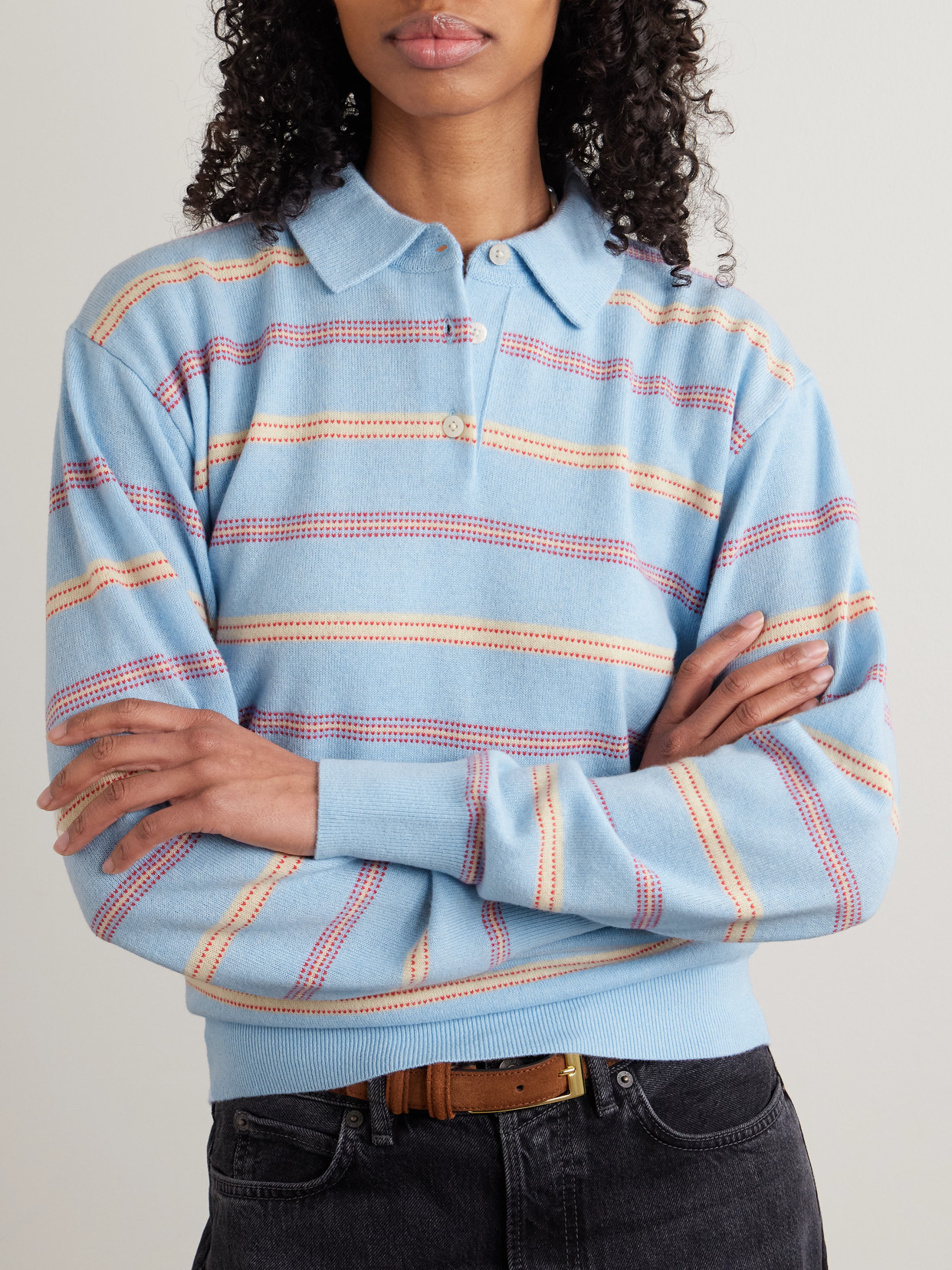 Collegiate Striped Cashmere Polo