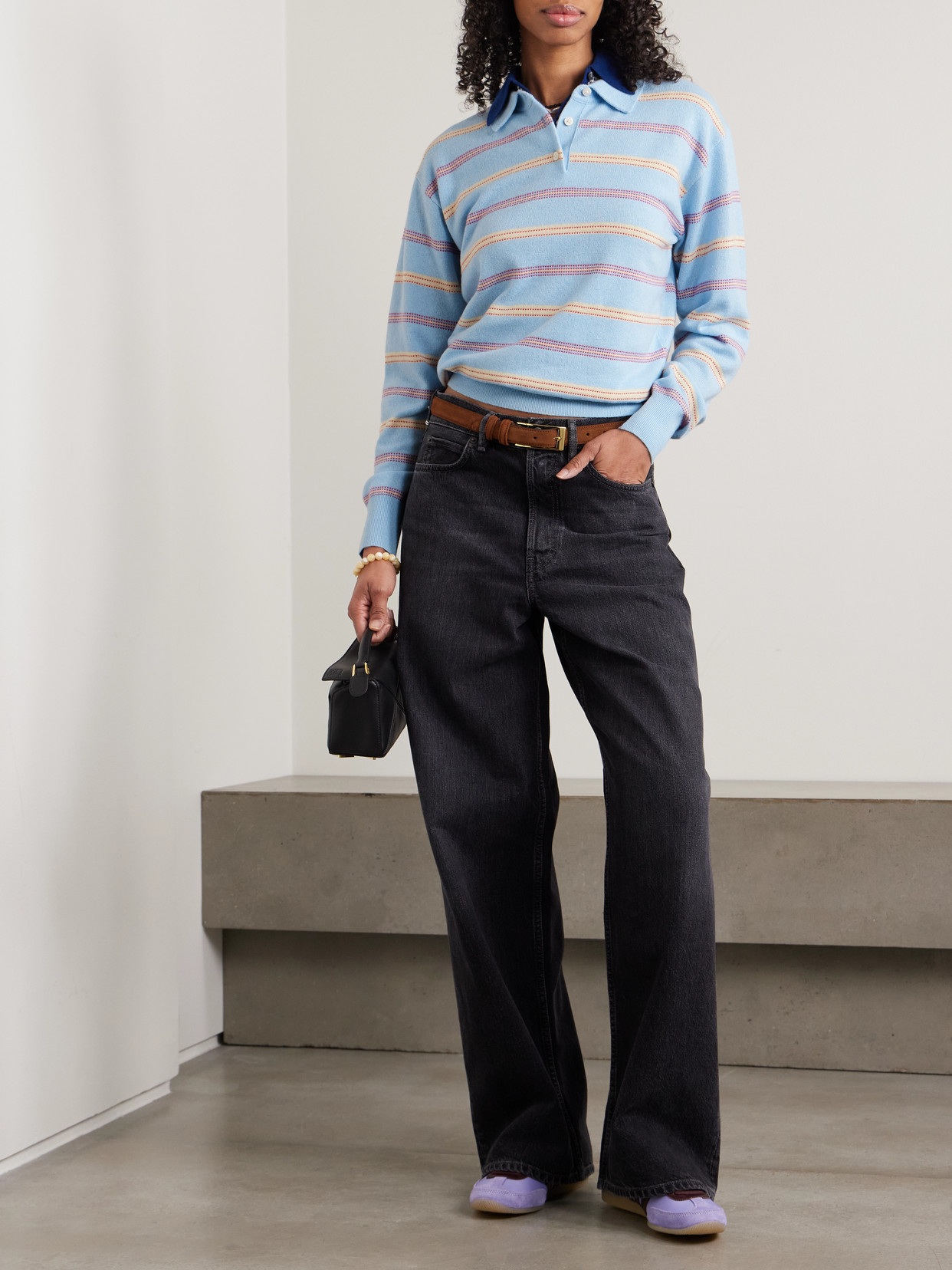 Collegiate Striped Cashmere Polo