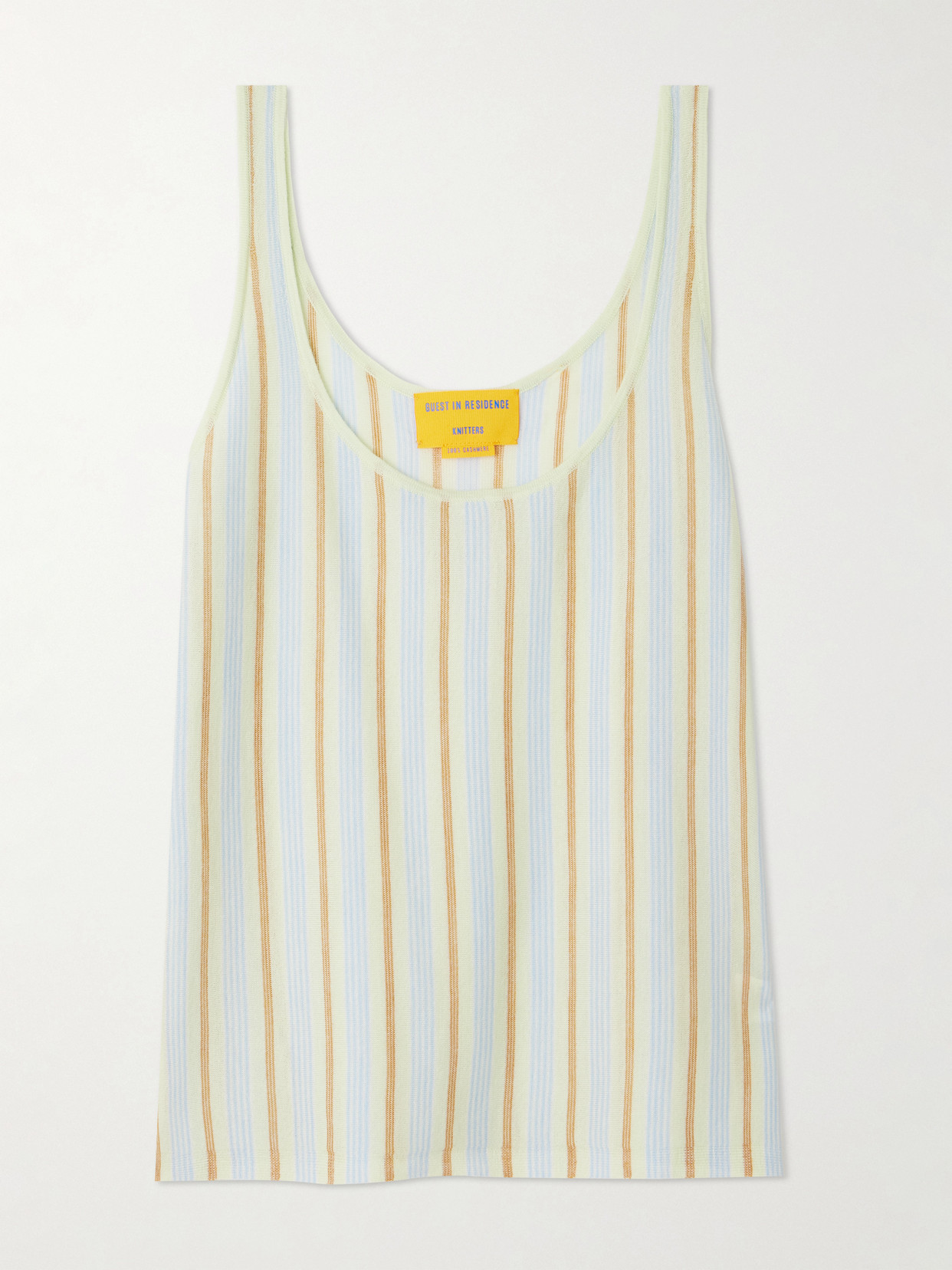 Guest In Residence Striped Cashmere Tank In Blue