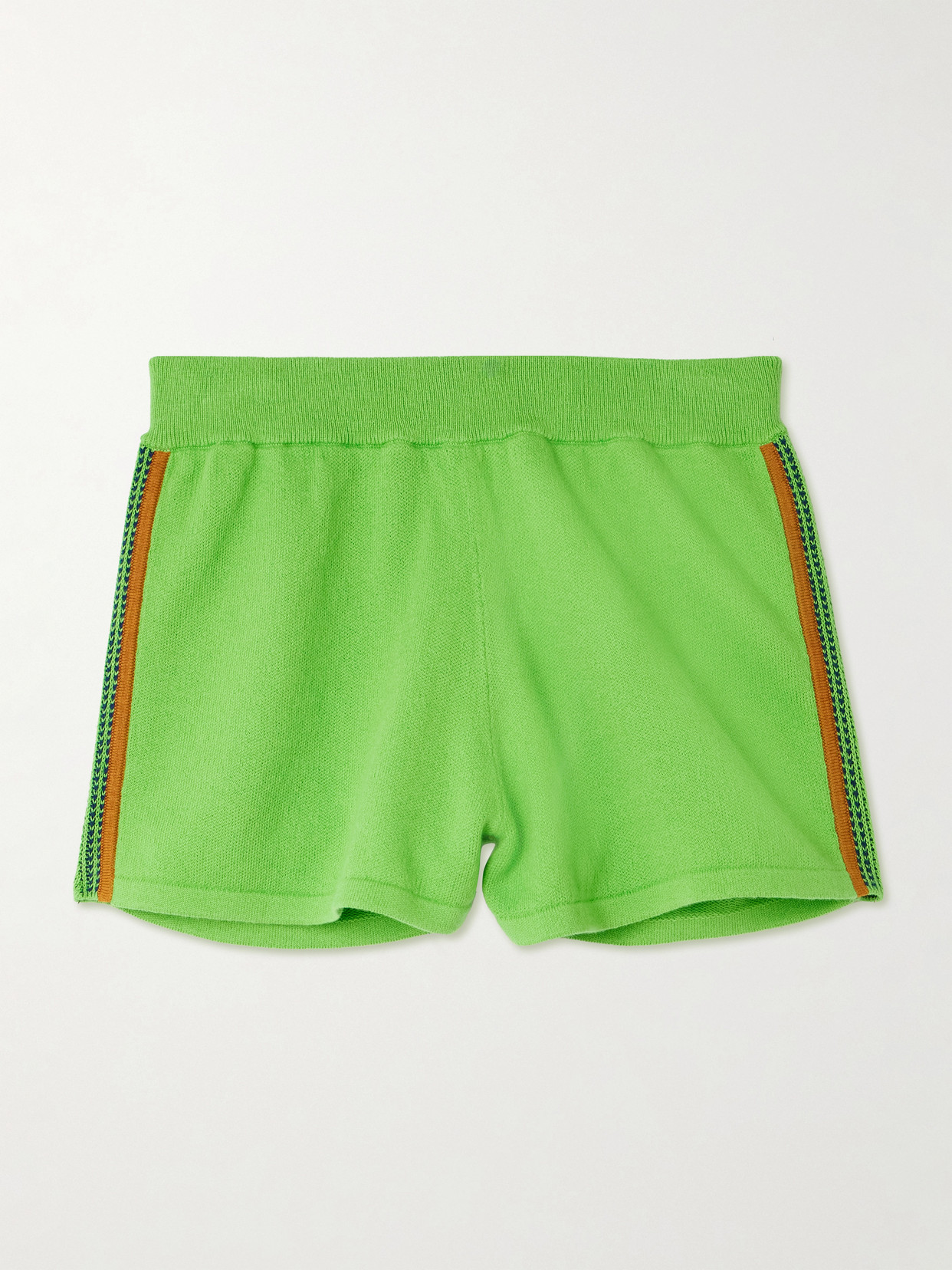 Guest In Residence Runner Striped Cotton And Cashmere-blend Shorts In Green