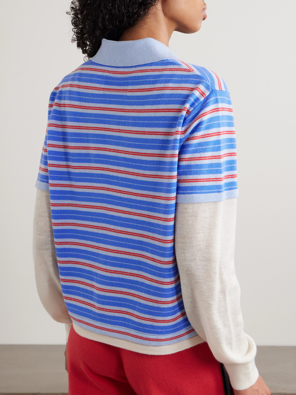 Guest In Residence Layered Striped Cashmere Rugby Jumper In Blue