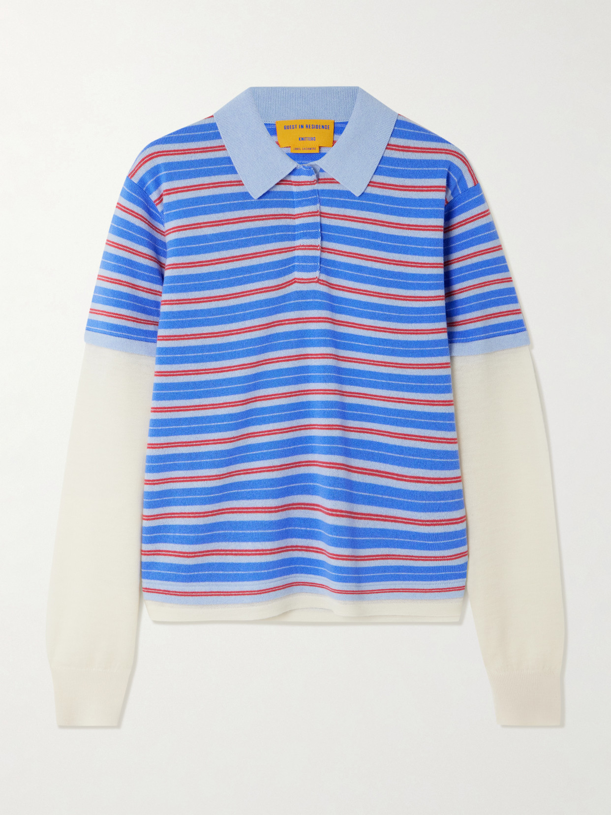 Guest In Residence Layered Striped Cashmere Rugby Jumper In Blue