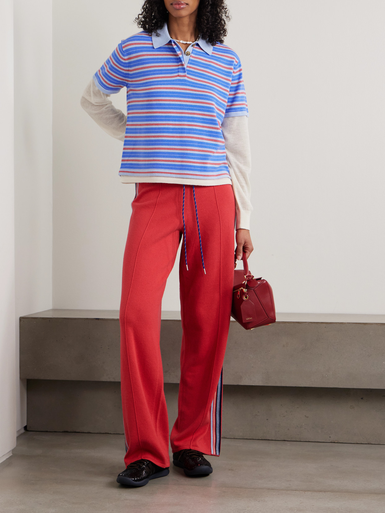 Guest In Residence Layered Striped Cashmere Rugby Jumper In Blue