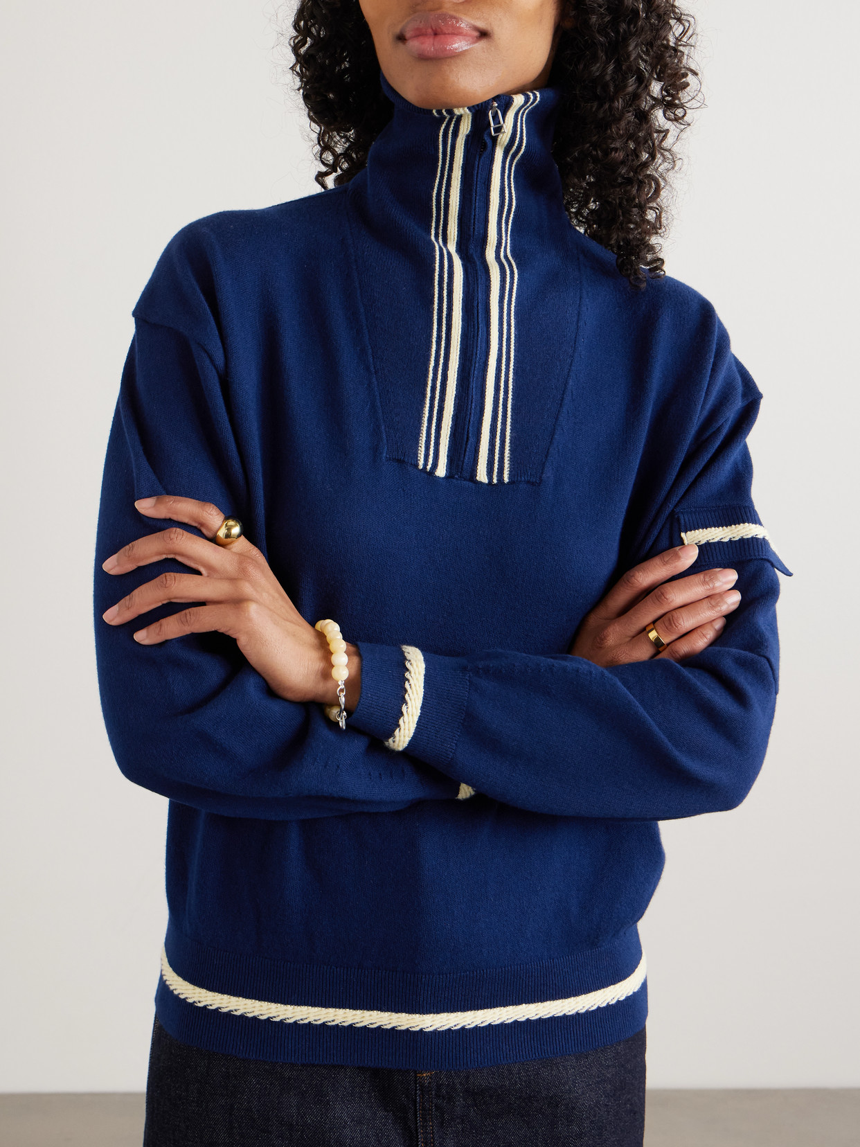 Jib Striped Cotton And Cashmere-Blend Turtleneck Sweater