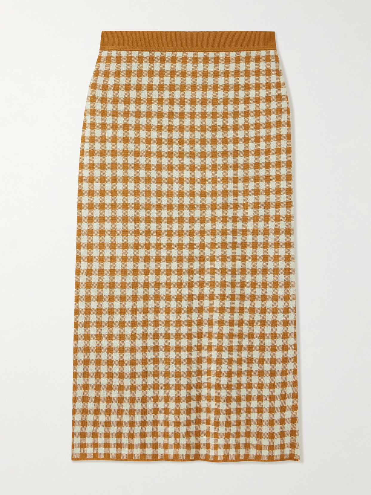 Gingham Silk And Linen-Blend Midi