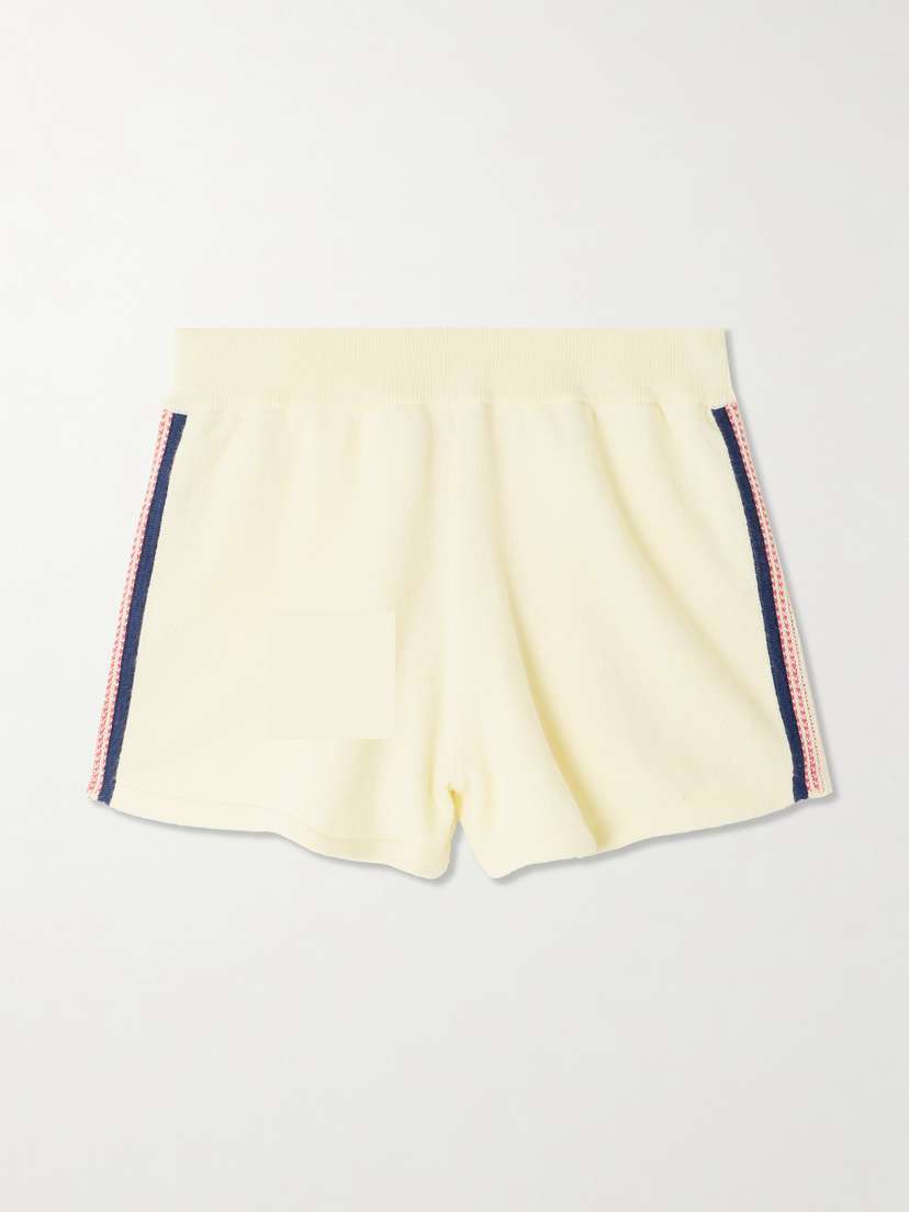 Guest In Residence Runner Striped Cotton And Cashmere-blend Shorts
