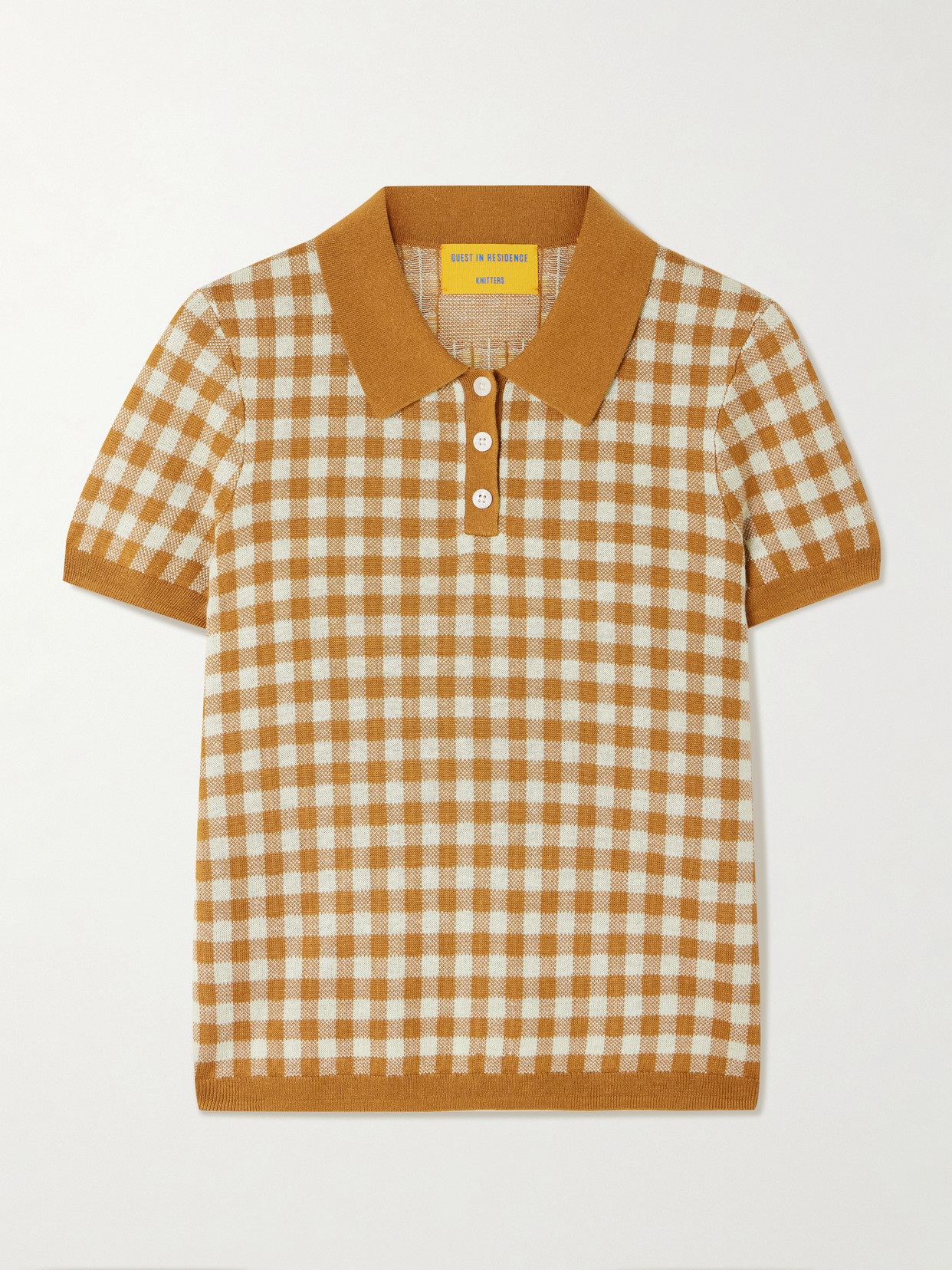 Cropped Gingham Silk And Linen-Blend Polo