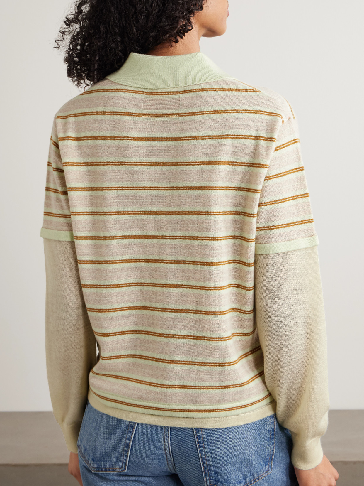 Guest In Residence Layered Striped Cashmere Rugby Jumper In Neutral