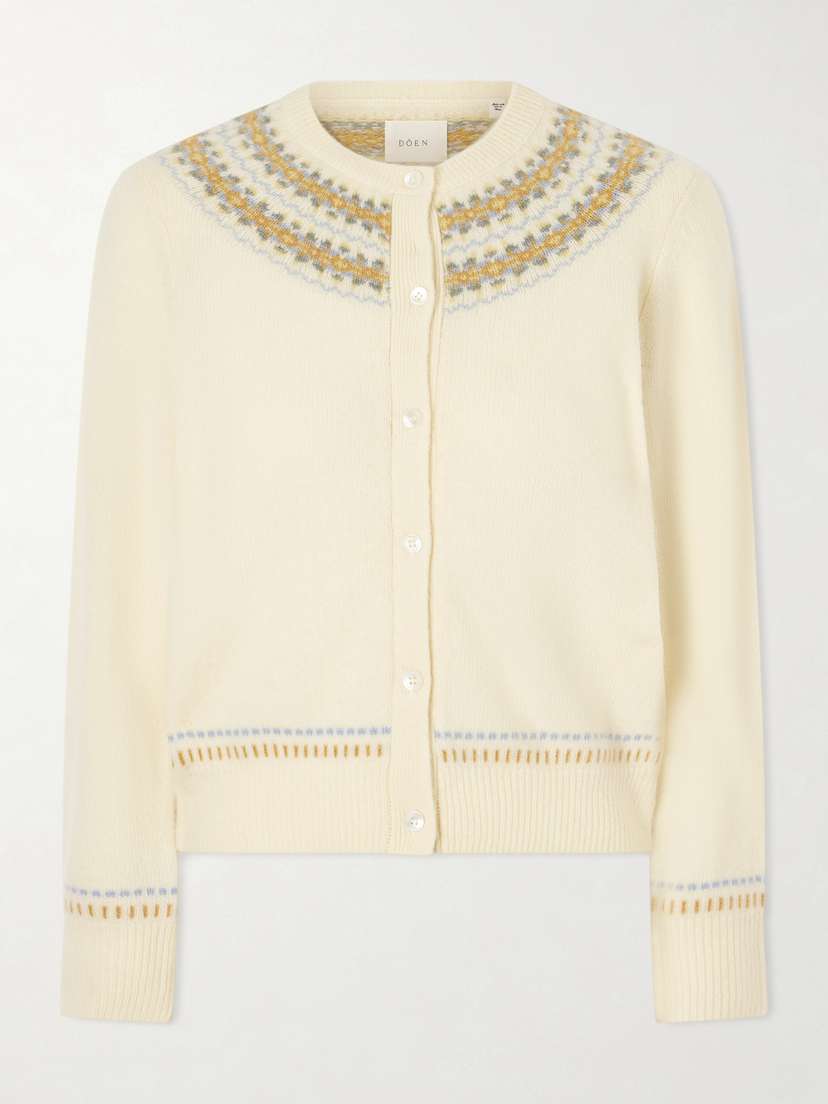 DÔEN Olympe Jacquard-knit Wool-blend Cardigan